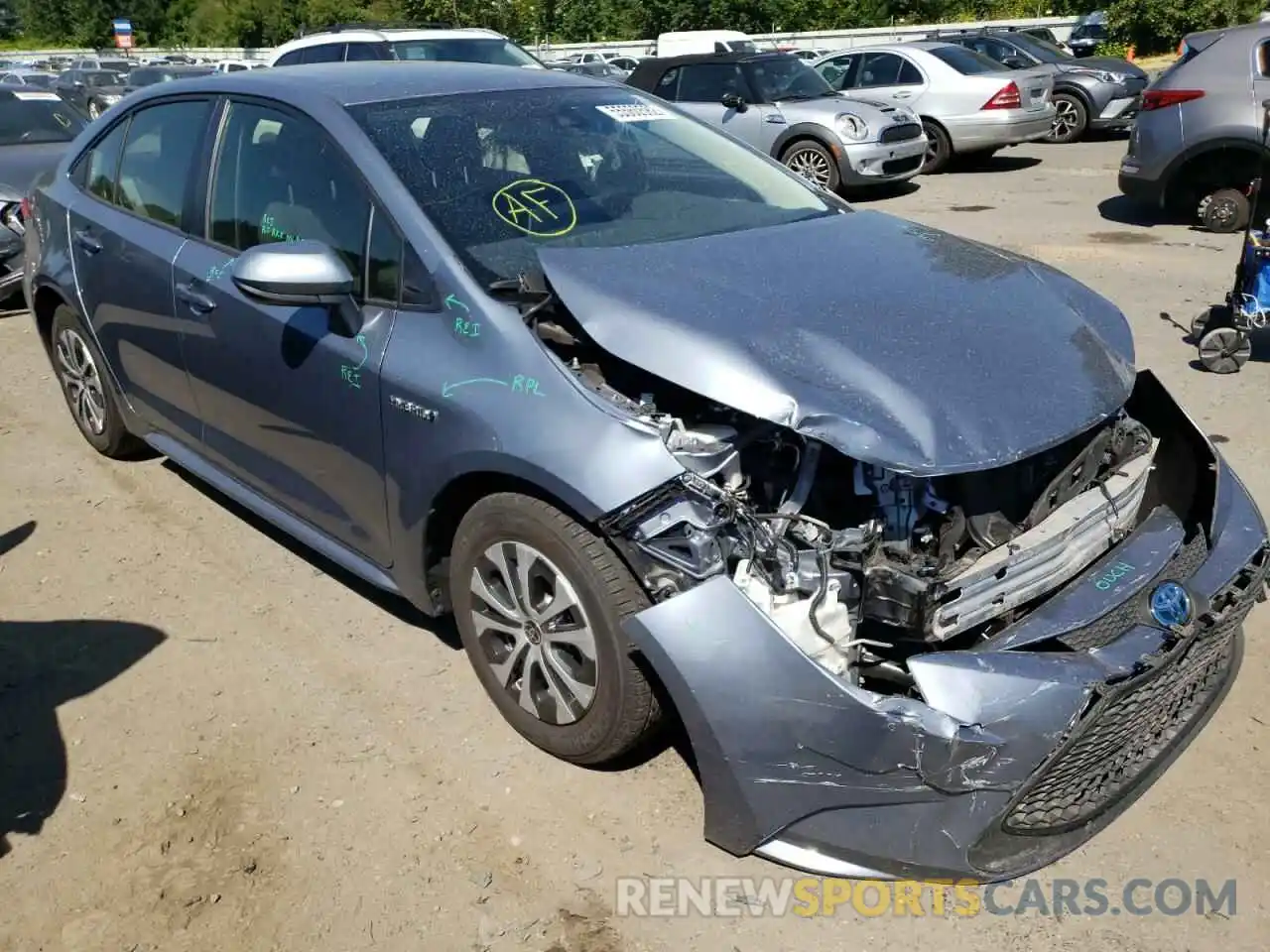 1 Photograph of a damaged car JTDEAMDE8MJ019380 TOYOTA COROLLA 2021