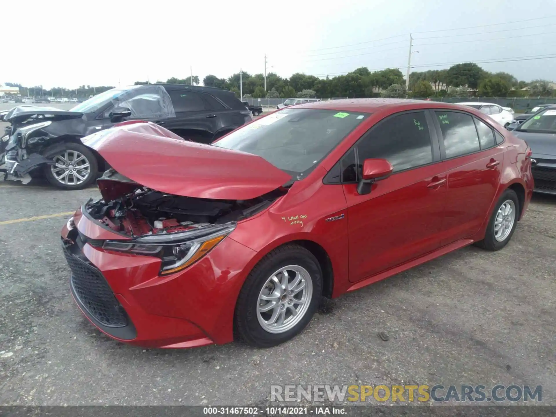 2 Photograph of a damaged car JTDEAMDE9MJ001048 TOYOTA COROLLA 2021