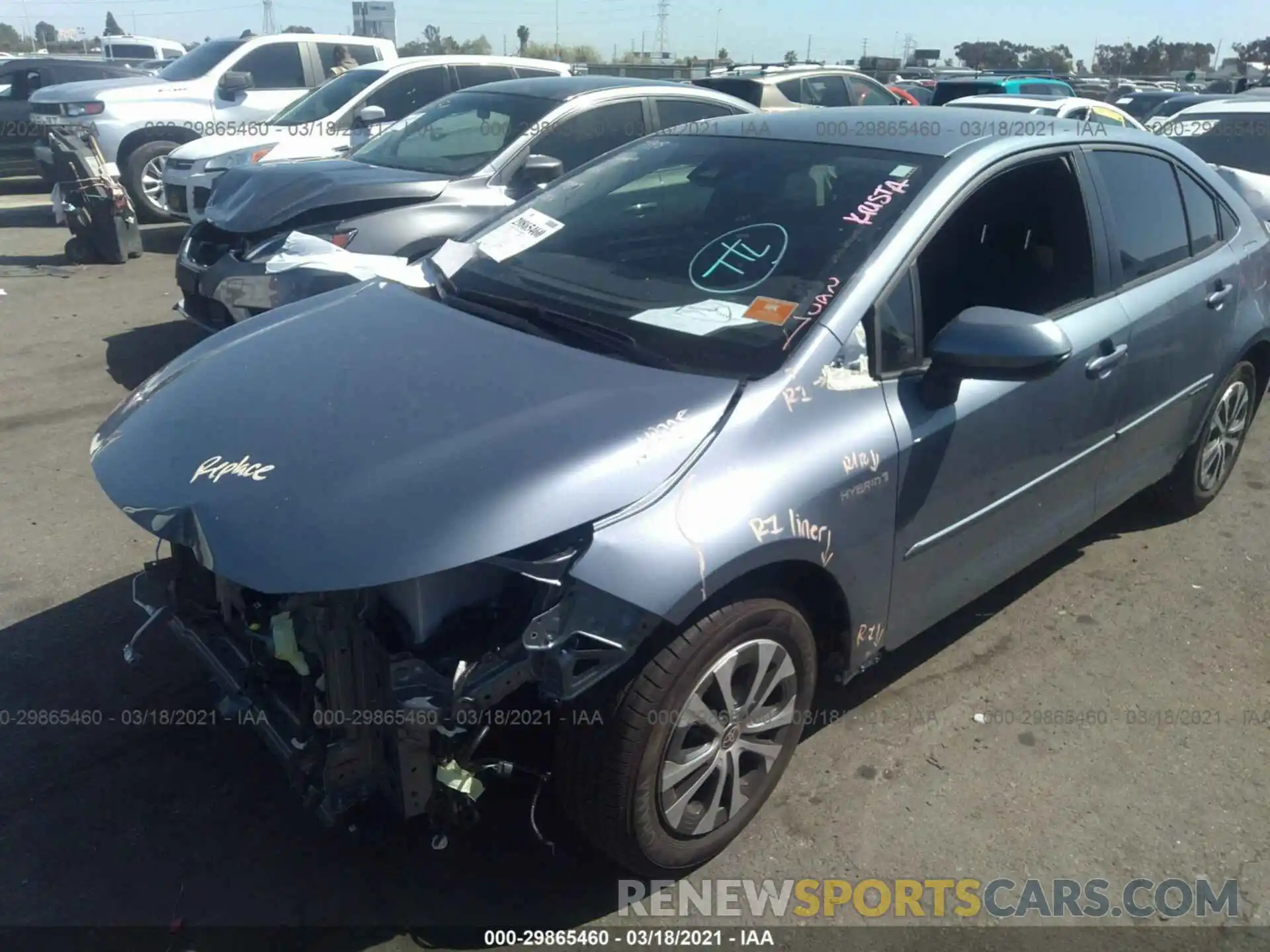 2 Photograph of a damaged car JTDEAMDE9MJ001308 TOYOTA COROLLA 2021