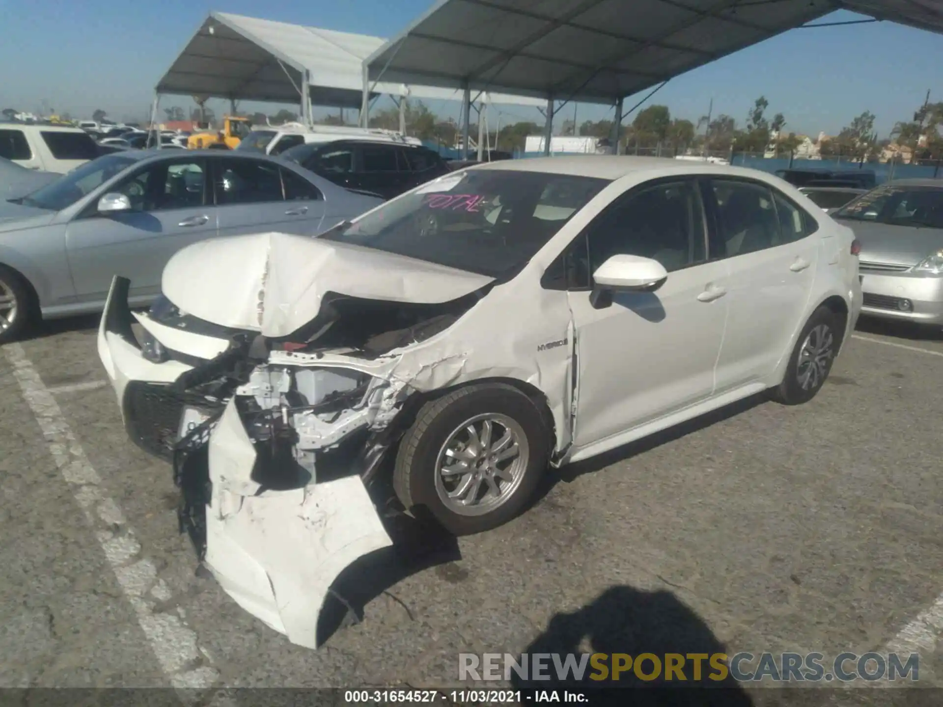 2 Photograph of a damaged car JTDEAMDE9MJ020831 TOYOTA COROLLA 2021