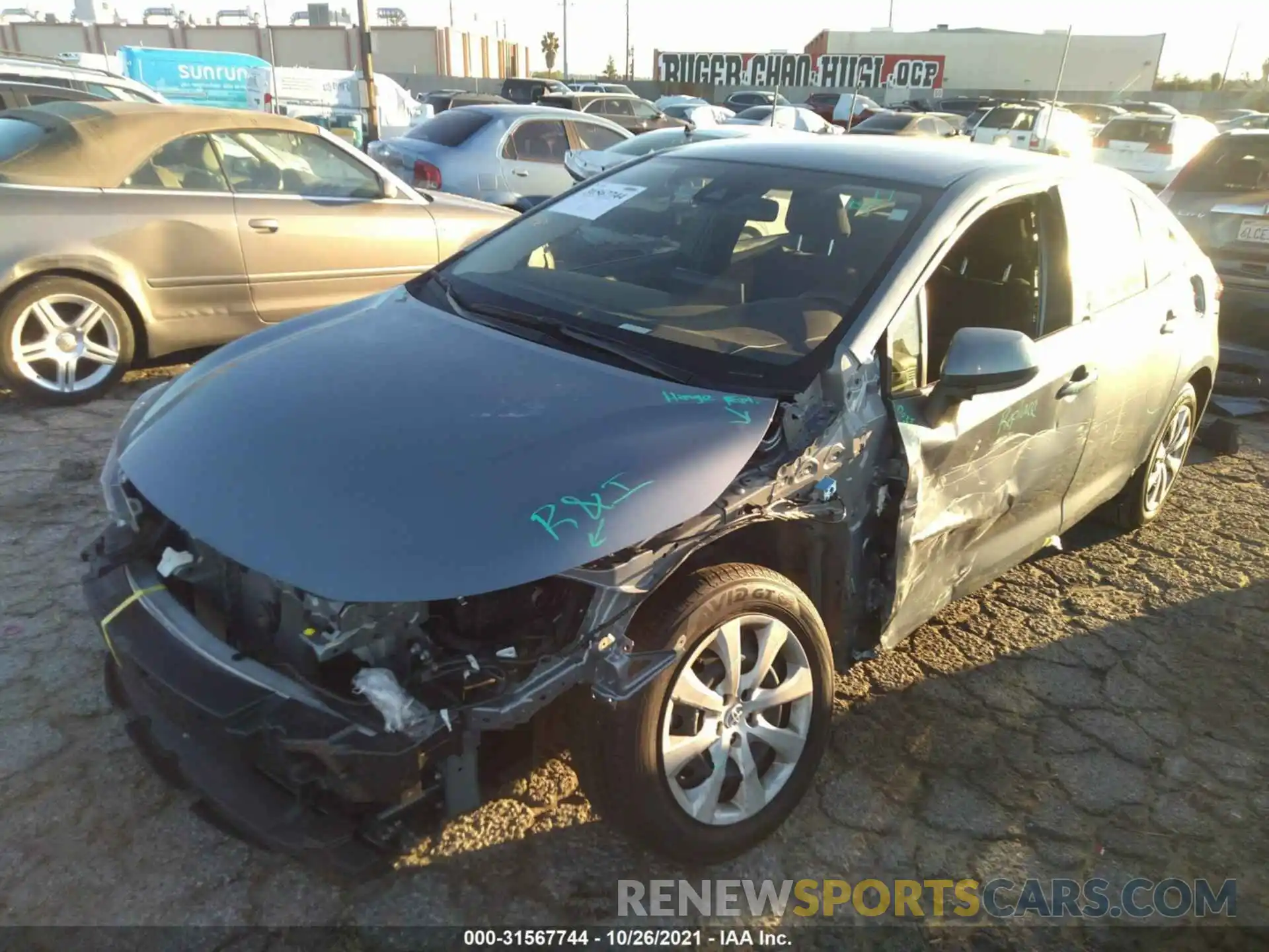 2 Photograph of a damaged car JTDEPMAE0MJ146398 TOYOTA COROLLA 2021