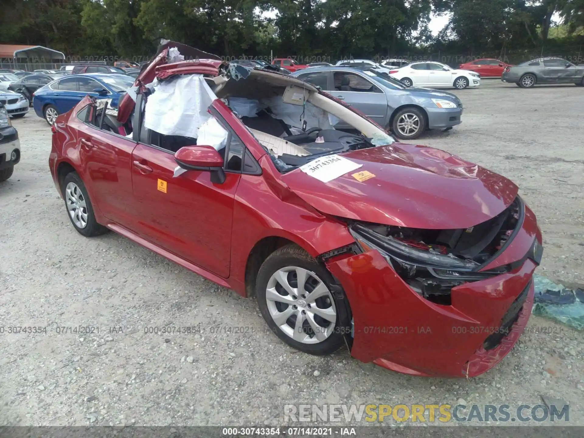 1 Photograph of a damaged car JTDEPMAE7MJ136192 TOYOTA COROLLA 2021