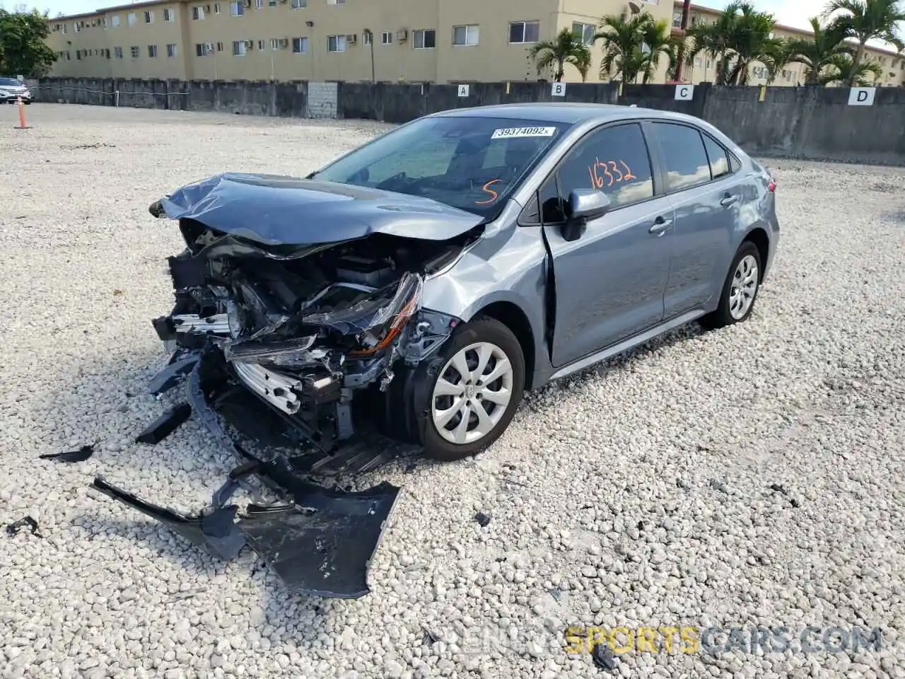 2 Photograph of a damaged car JTDEPMAE8MJ163014 TOYOTA COROLLA 2021