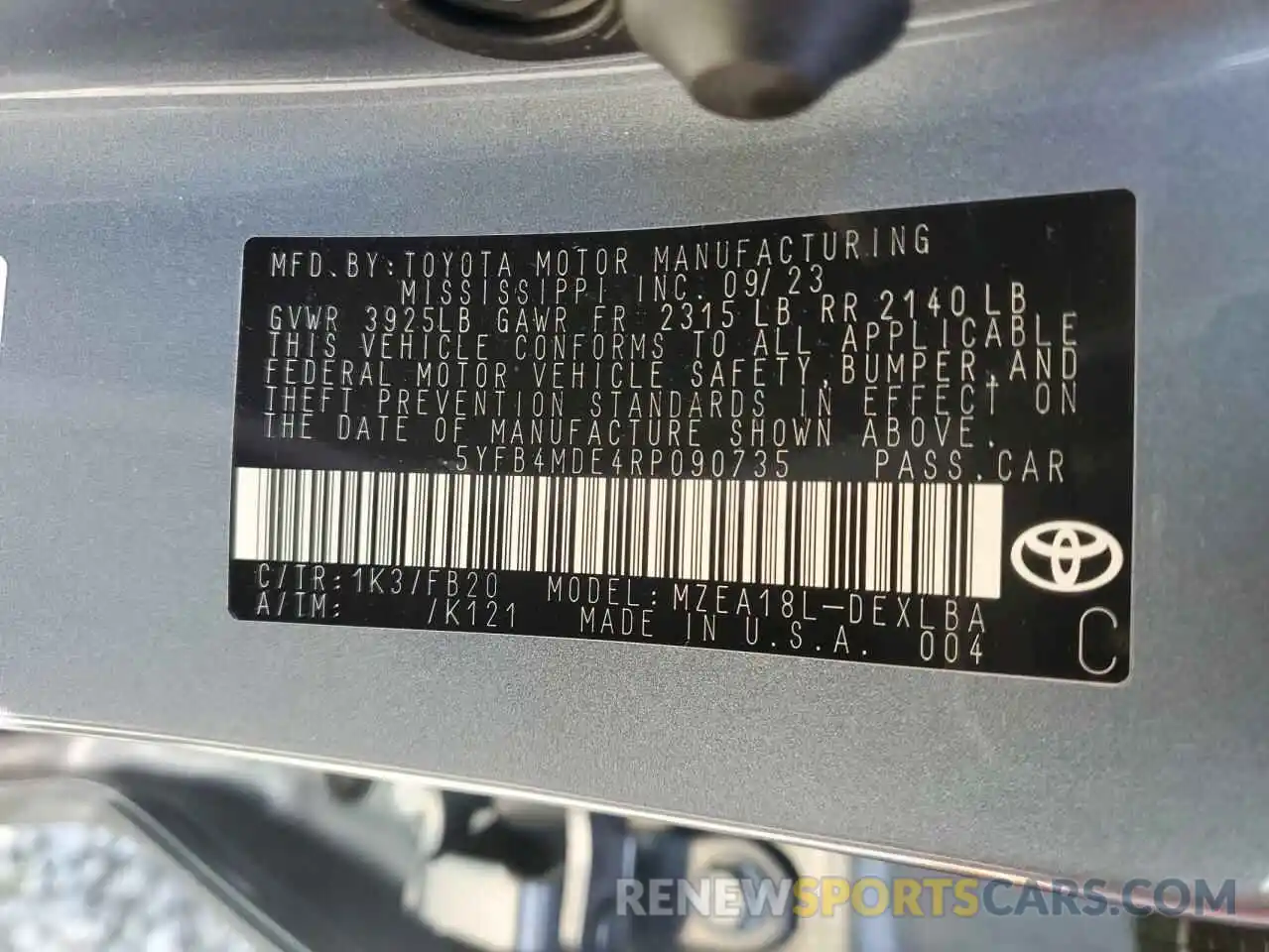 12 Фотография поврежденного автомобиля 5YFB4MDE4RP090735 TOYOTA COROLLA 2024