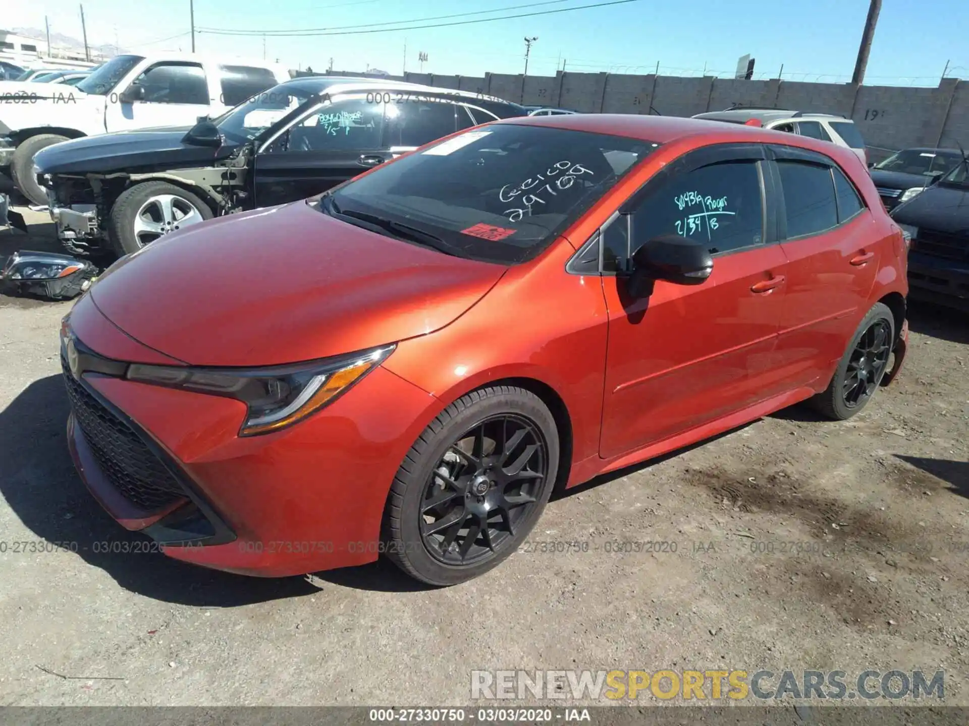 2 Photograph of a damaged car JTNK4RBE6K3007137 TOYOTA COROLLA HATCHBACK 2019