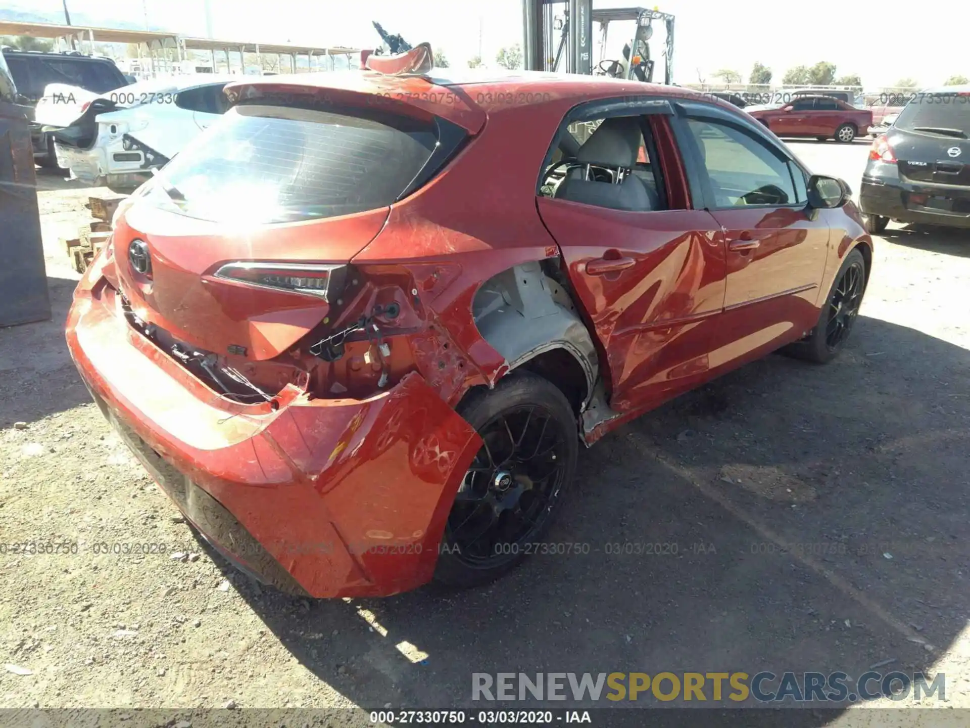 4 Photograph of a damaged car JTNK4RBE6K3007137 TOYOTA COROLLA HATCHBACK 2019