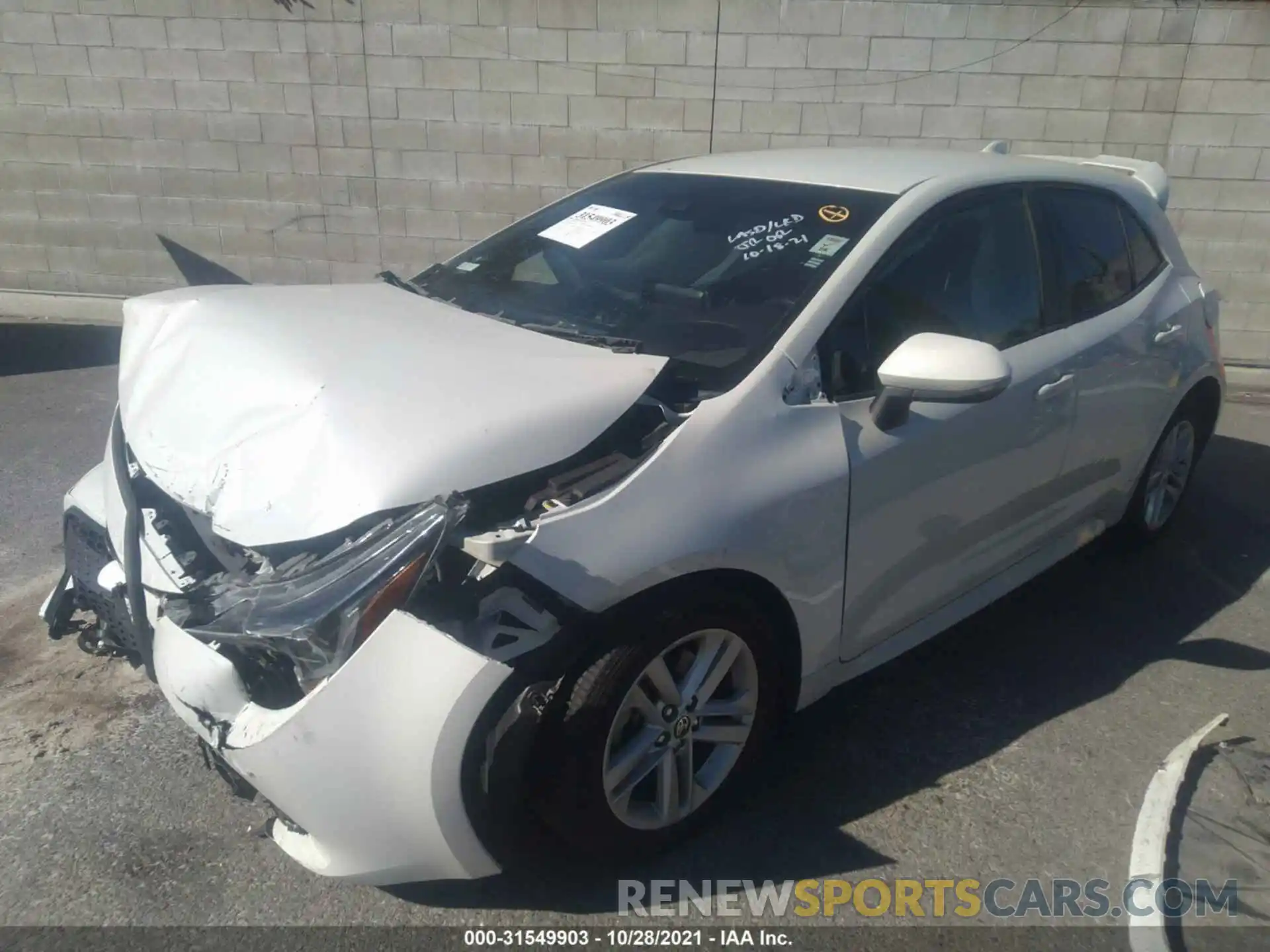 2 Photograph of a damaged car JTNK4RBEXK3022384 TOYOTA COROLLA HATCHBACK 2019