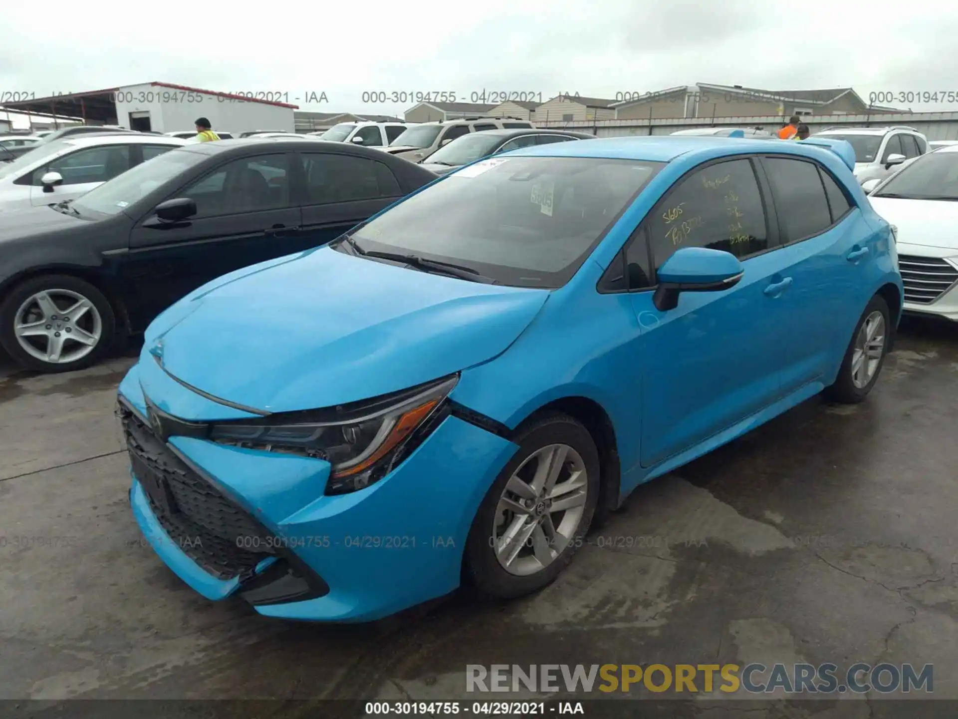 2 Photograph of a damaged car JTNB4RBE0L3097872 TOYOTA COROLLA HATCHBACK 2020