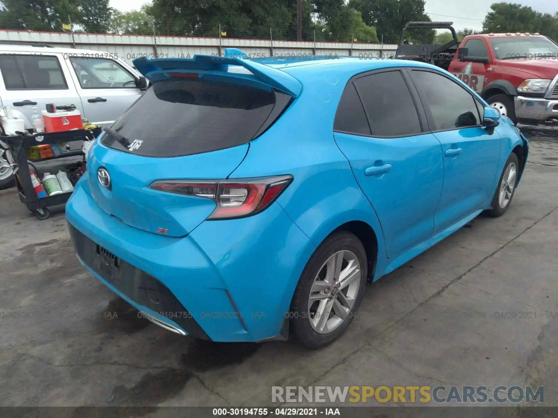 4 Photograph of a damaged car JTNB4RBE0L3097872 TOYOTA COROLLA HATCHBACK 2020