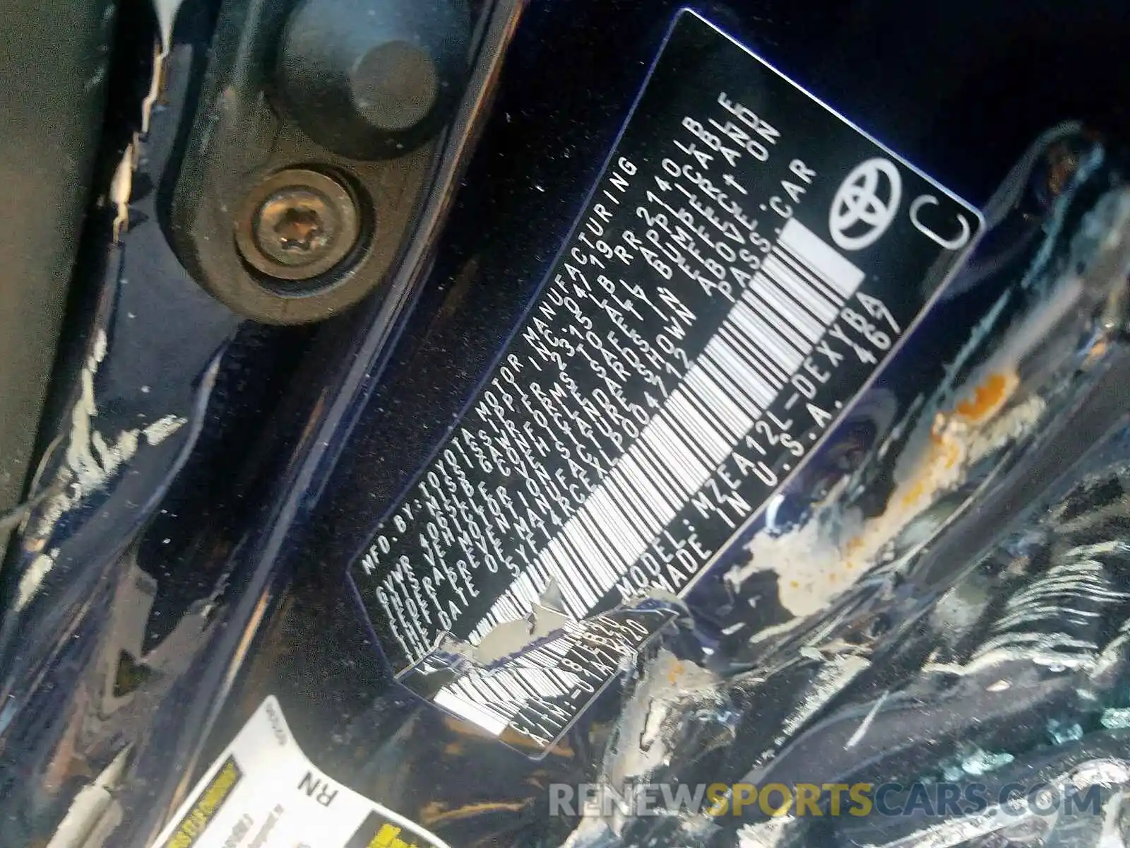10 Photograph of a damaged car 5YFT4RCEXLP004712 TOYOTA COROLLA XS 2020
