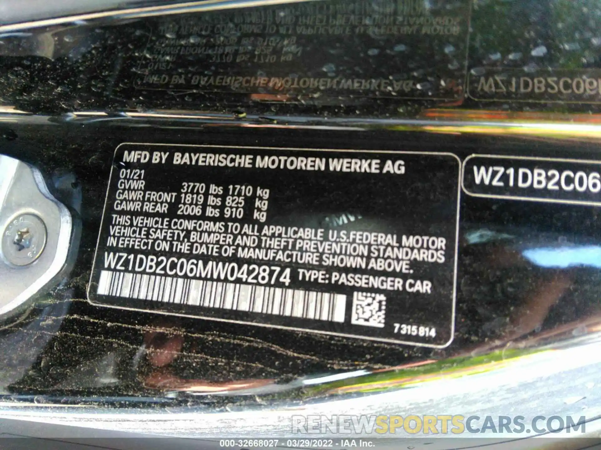 9 Фотография поврежденного автомобиля WZ1DB2C06MW042874 TOYOTA GR SUPRA 2021