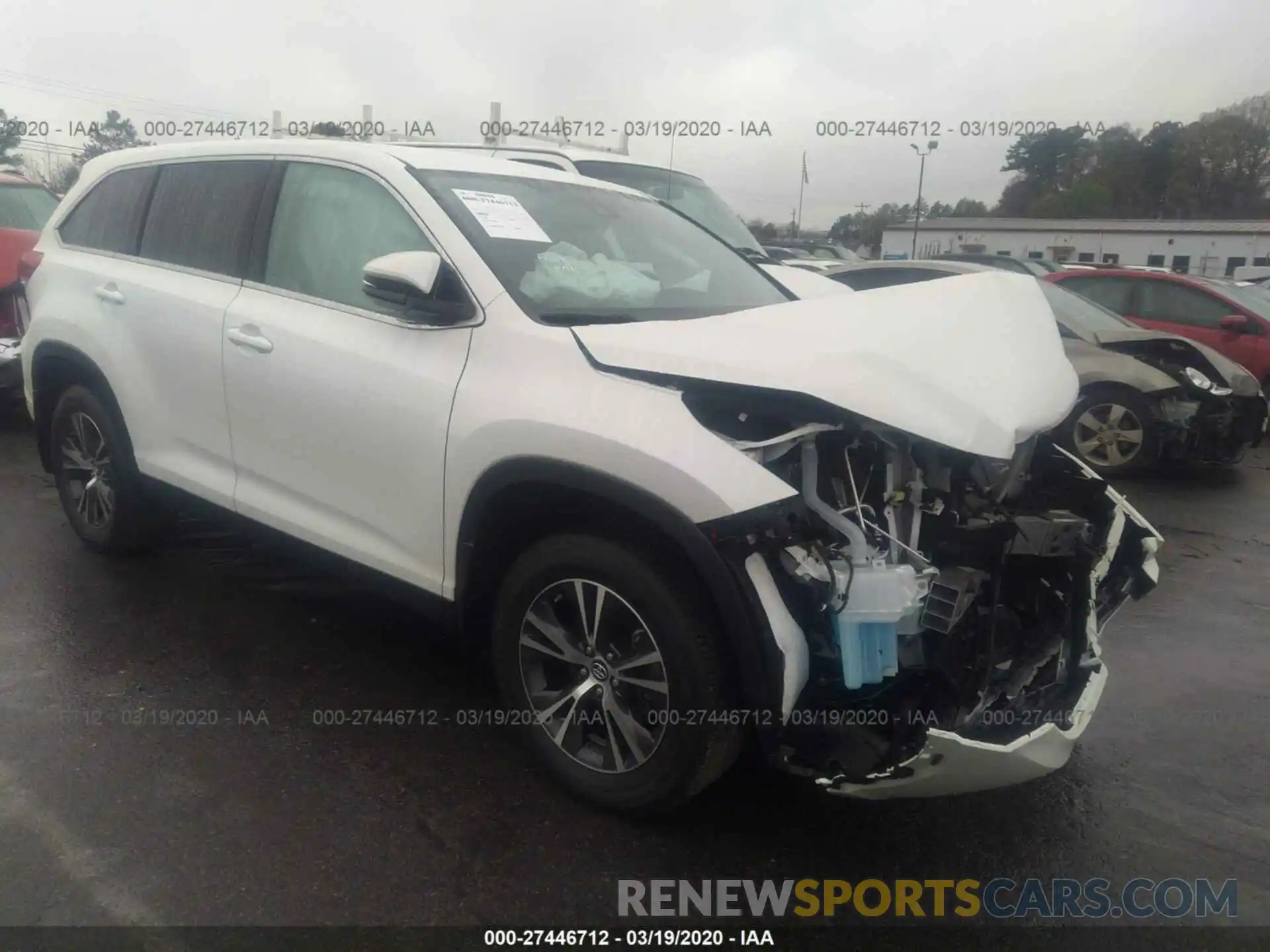 1 Photograph of a damaged car 5TDBZRFH0KS700424 TOYOTA HIGHLANDER 2019