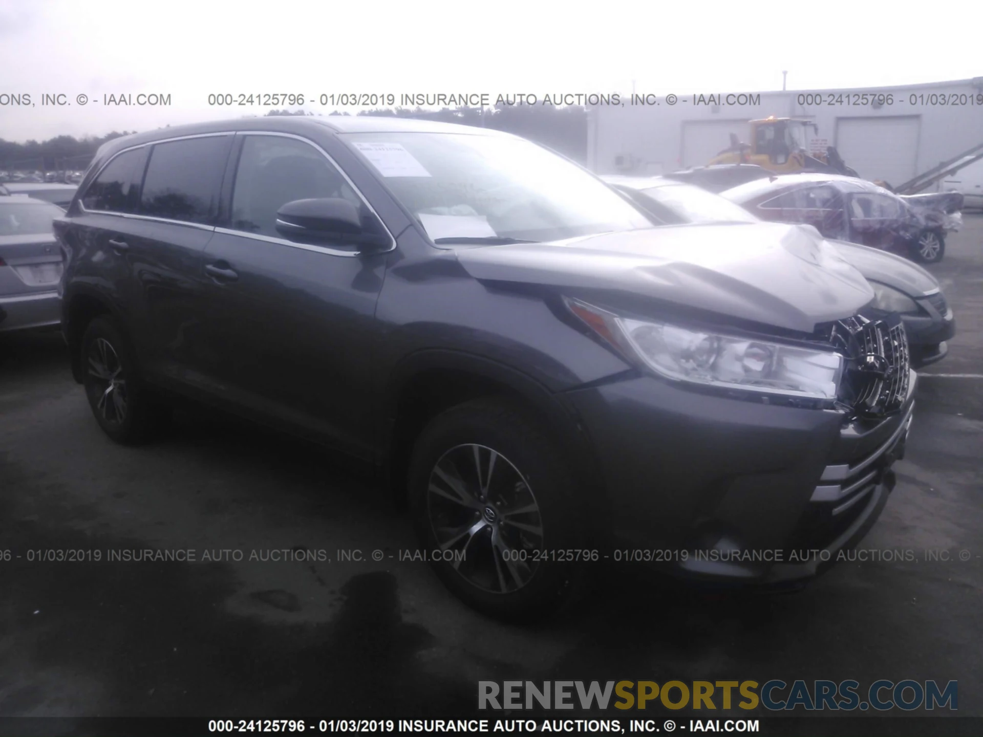 1 Photograph of a damaged car 5TDBZRFH0KS924938 TOYOTA HIGHLANDER 2019