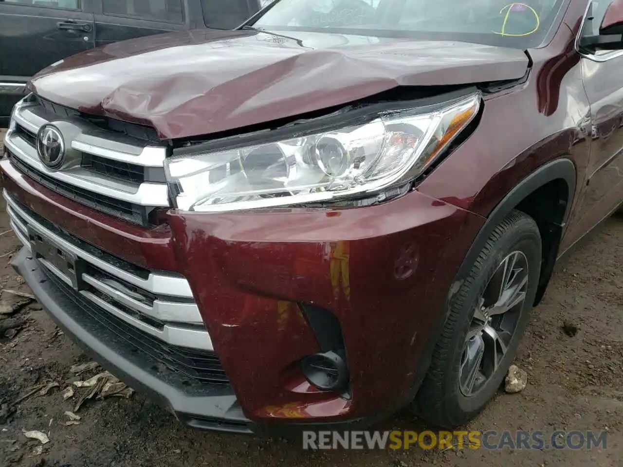 9 Photograph of a damaged car 5TDBZRFH1KS715353 TOYOTA HIGHLANDER 2019