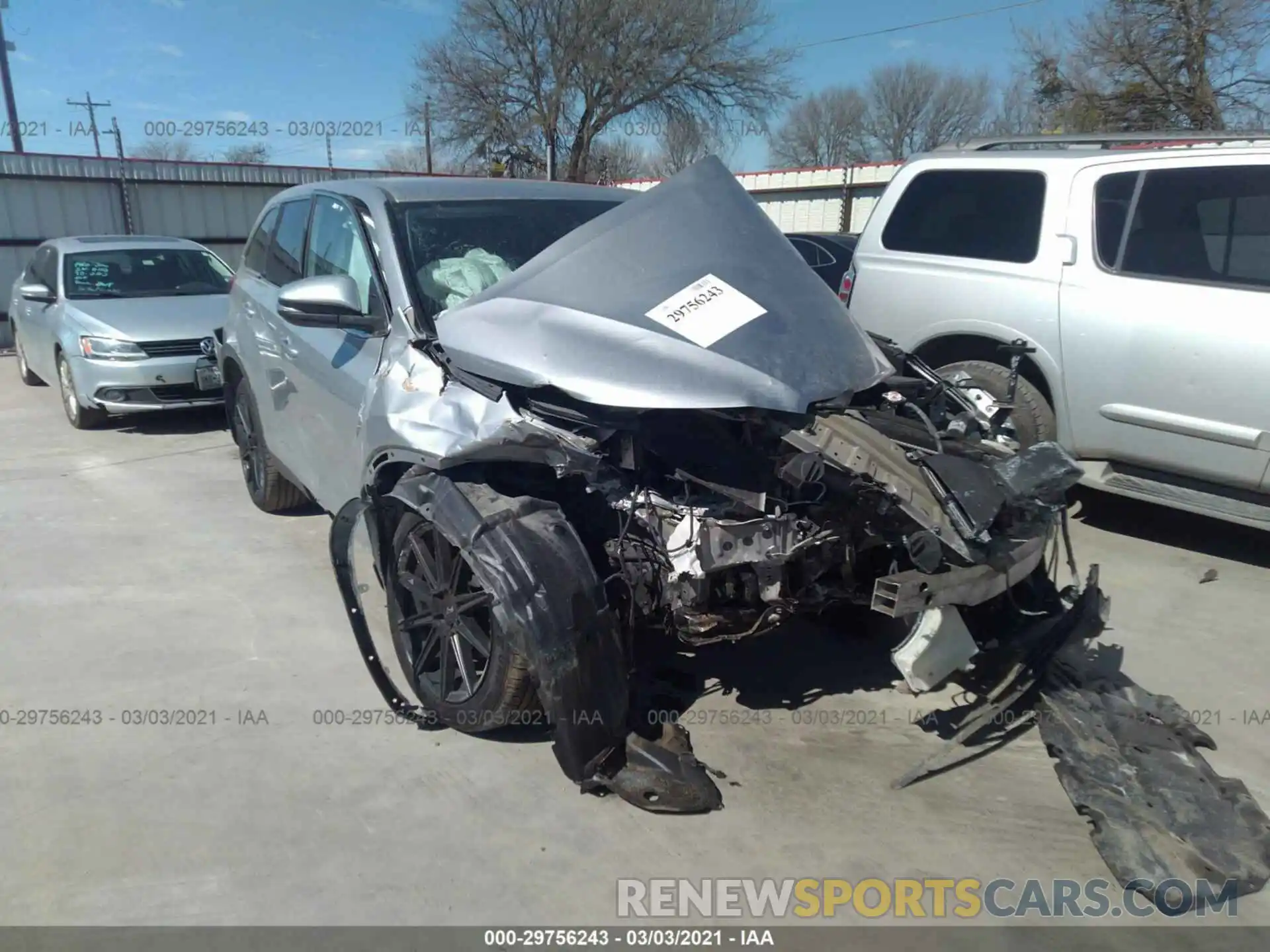 1 Photograph of a damaged car 5TDBZRFH1KS936158 TOYOTA HIGHLANDER 2019