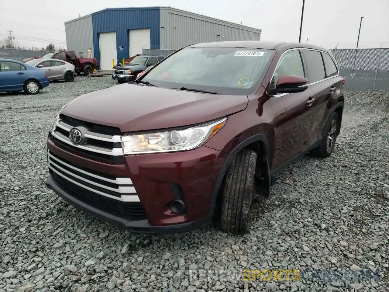 2 Photograph of a damaged car 5TDBZRFH3KS700675 TOYOTA HIGHLANDER 2019