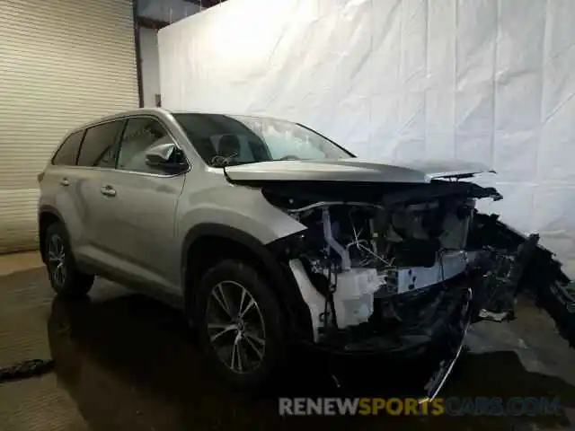 1 Photograph of a damaged car 5TDBZRFH3KS737502 TOYOTA HIGHLANDER 2019