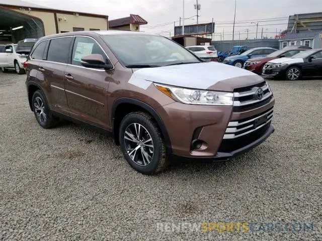 1 Photograph of a damaged car 5TDBZRFH3KS951308 TOYOTA HIGHLANDER 2019