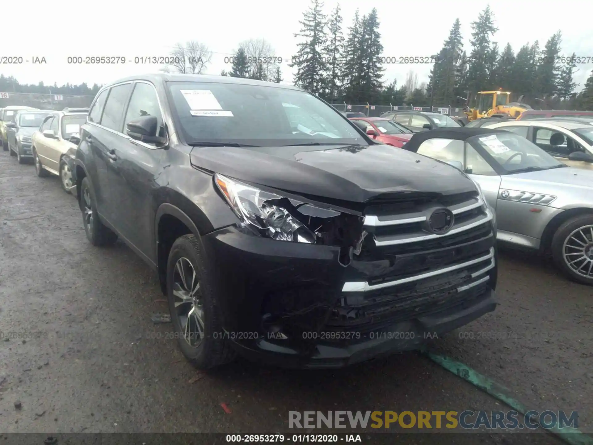 1 Photograph of a damaged car 5TDBZRFH3KS954273 TOYOTA HIGHLANDER 2019