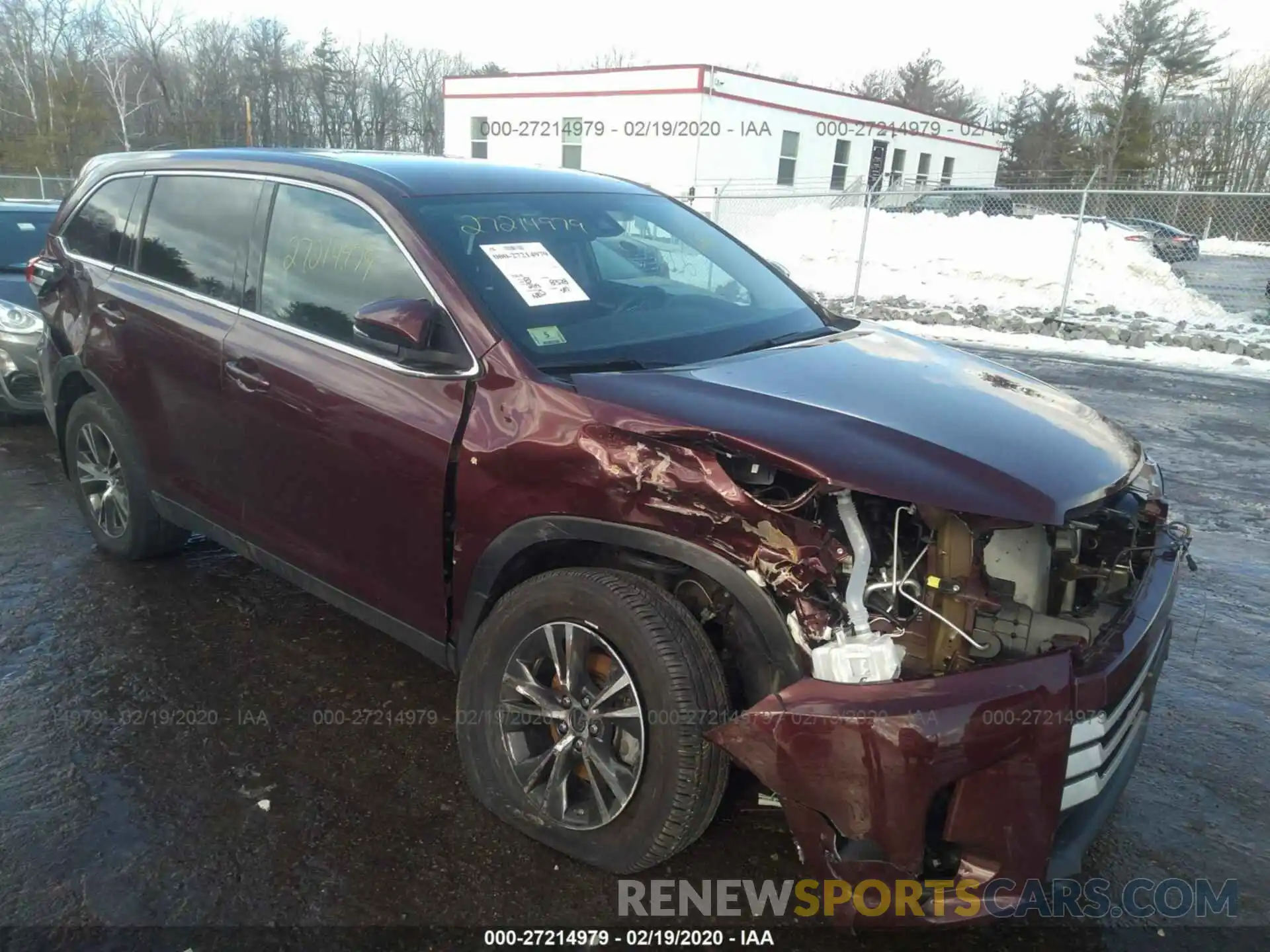 1 Photograph of a damaged car 5TDBZRFH8KS915632 TOYOTA HIGHLANDER 2019