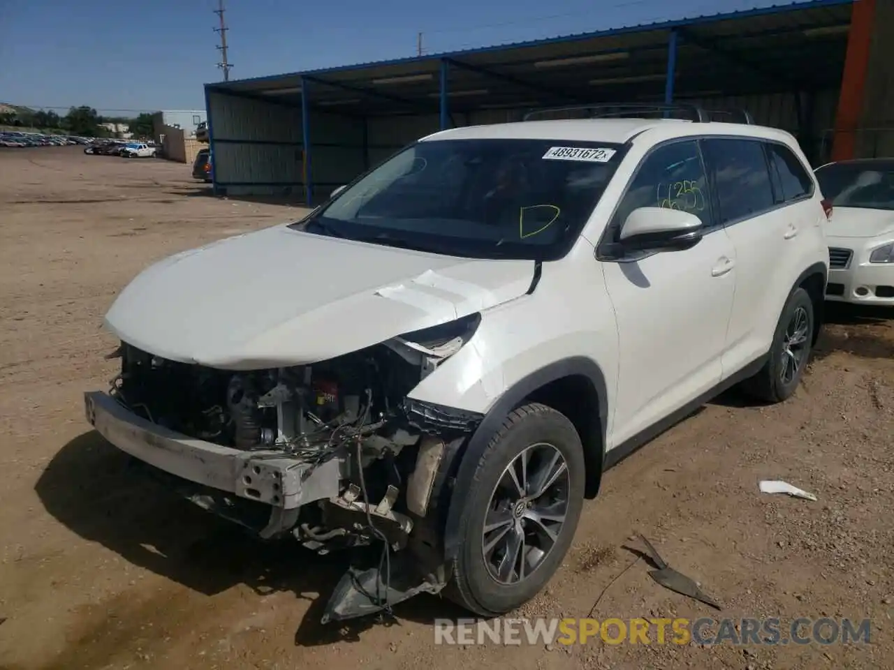 2 Photograph of a damaged car 5TDBZRFH8KS927098 TOYOTA HIGHLANDER 2019