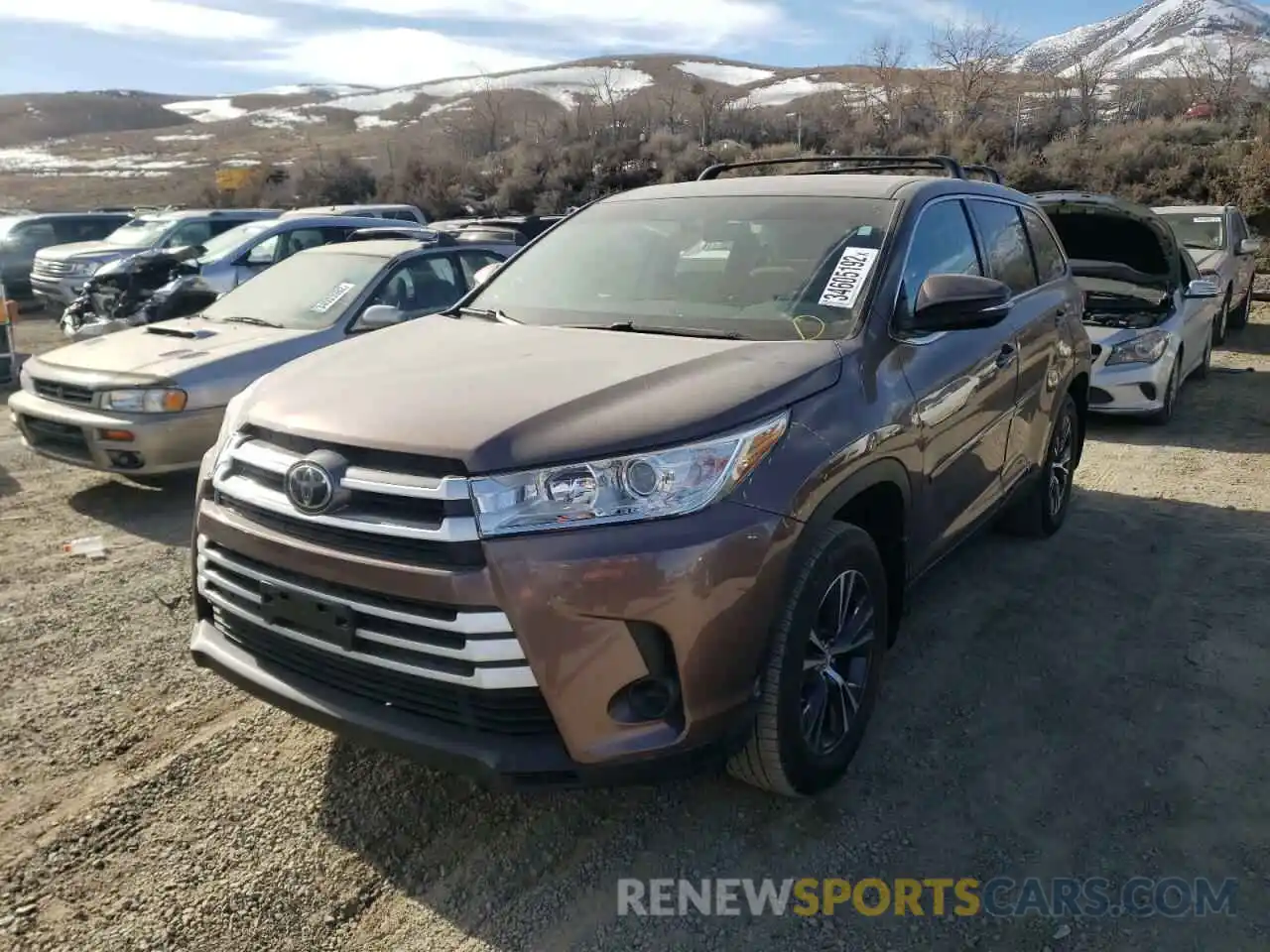 2 Photograph of a damaged car 5TDBZRFH9KS734121 TOYOTA HIGHLANDER 2019