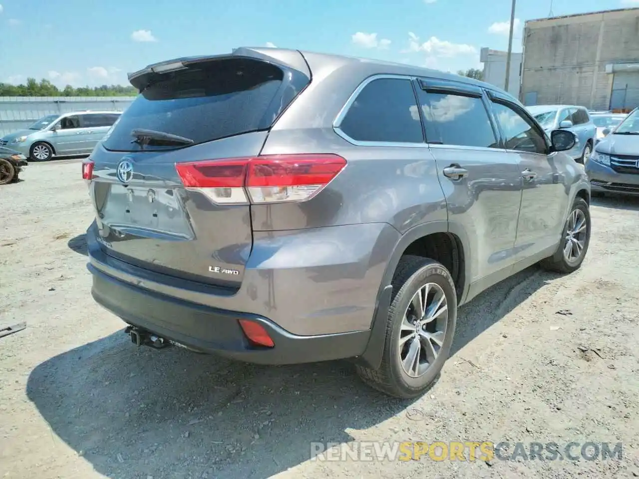 4 Photograph of a damaged car 5TDBZRFHXKS985990 TOYOTA HIGHLANDER 2019