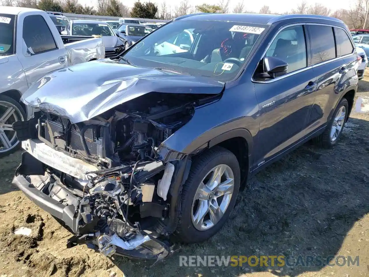 2 Photograph of a damaged car 5TDDGRFH1KS059914 TOYOTA HIGHLANDER 2019