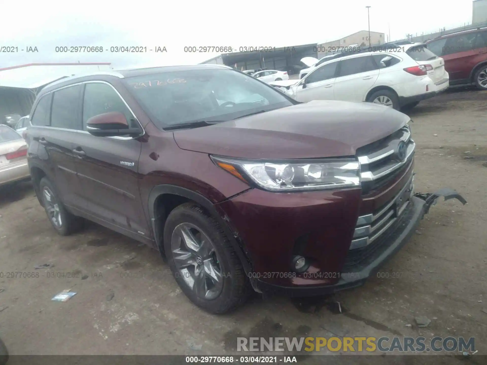 1 Photograph of a damaged car 5TDDGRFH6KS062565 TOYOTA HIGHLANDER 2019