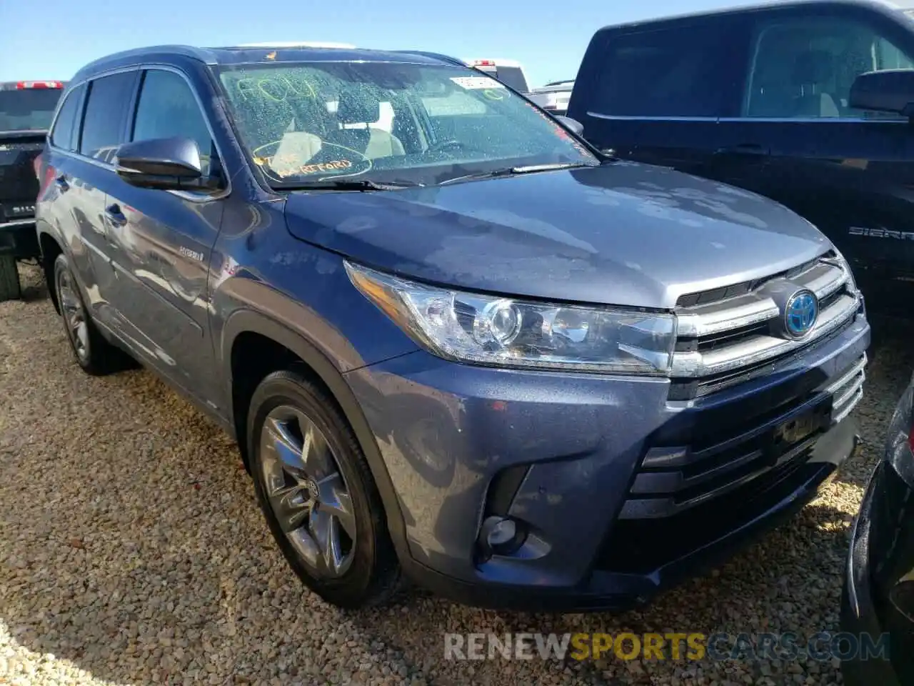 1 Photograph of a damaged car 5TDDGRFH6KS064364 TOYOTA HIGHLANDER 2019