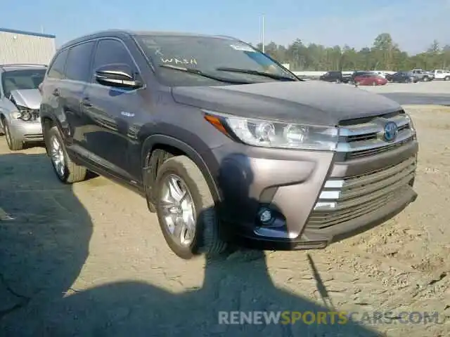 1 Photograph of a damaged car 5TDDGRFH9KS061460 TOYOTA HIGHLANDER 2019