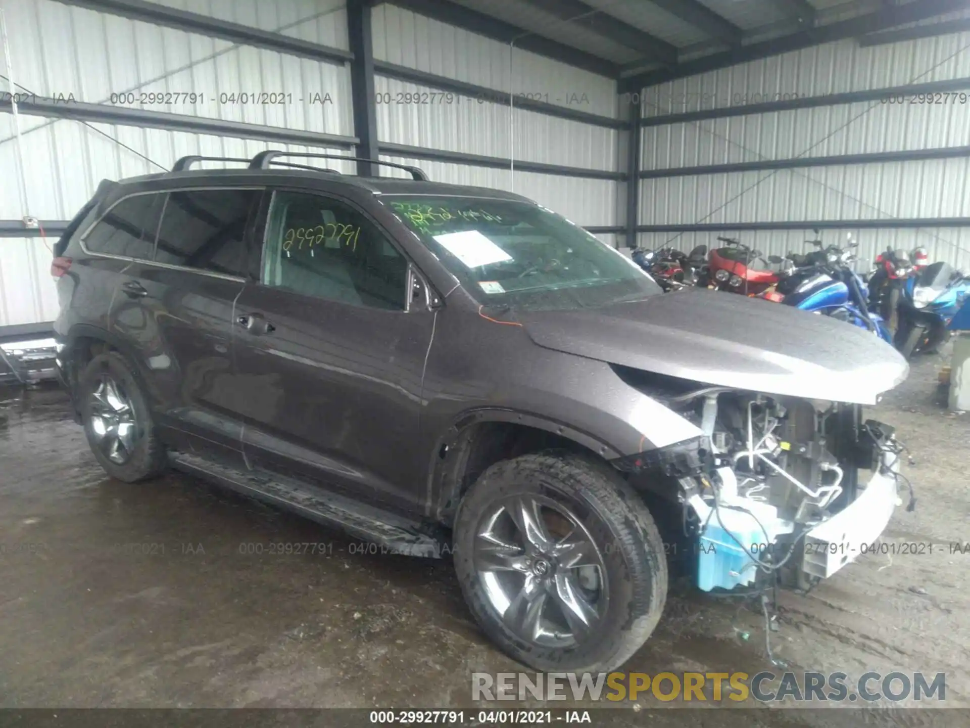 1 Photograph of a damaged car 5TDDZRFH7KS985809 TOYOTA HIGHLANDER 2019