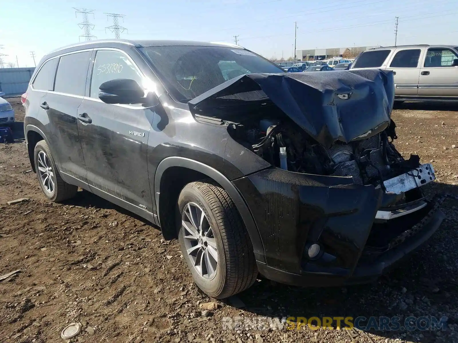 1 Photograph of a damaged car 5TDJGRFHXKS052561 TOYOTA HIGHLANDER 2019