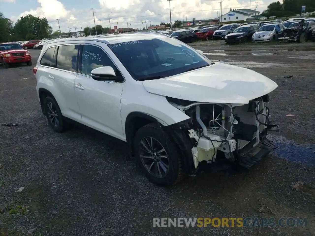 1 Photograph of a damaged car 5TDJZRFH0KS587926 TOYOTA HIGHLANDER 2019