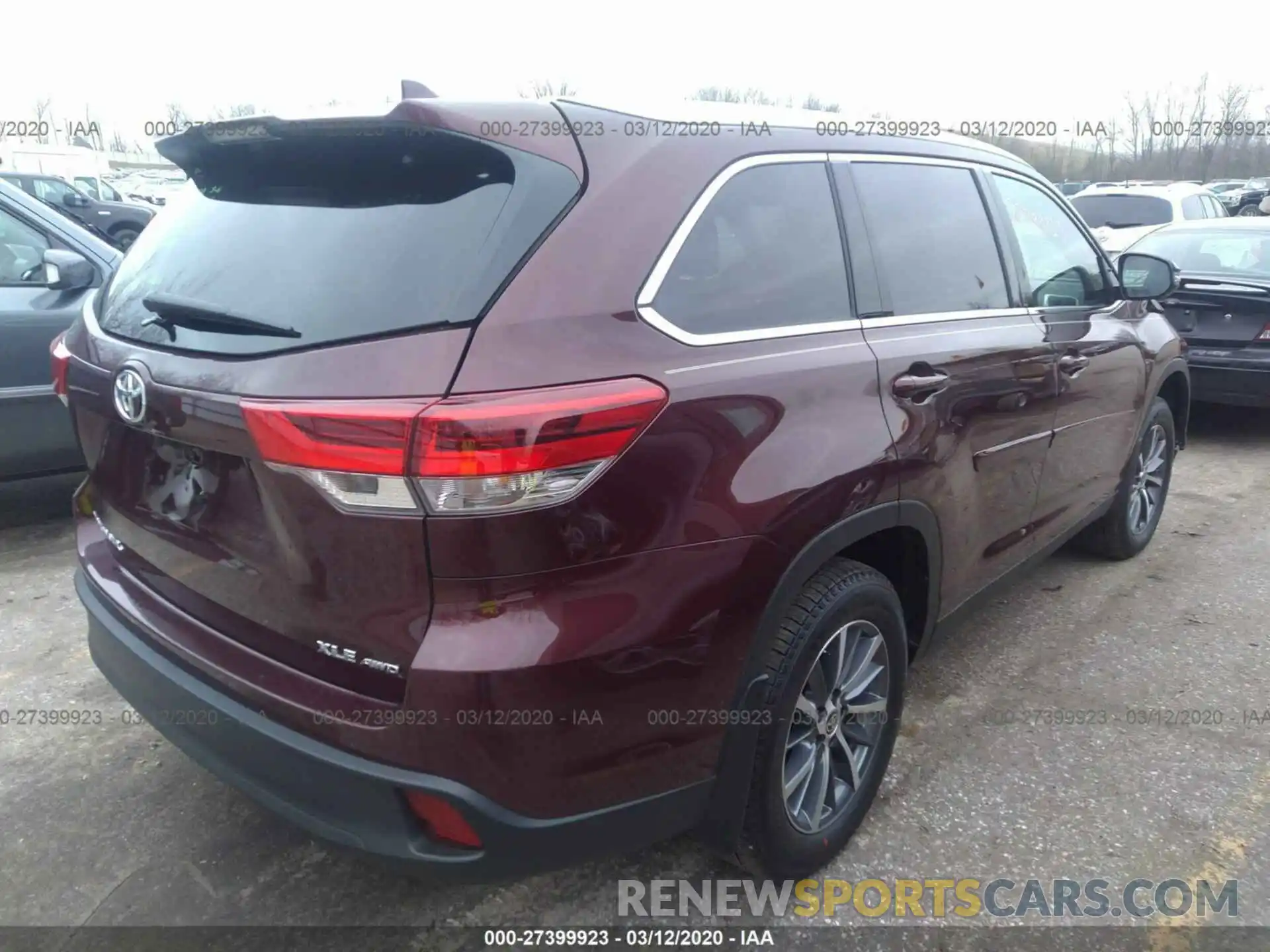 4 Фотография поврежденного автомобиля 5TDJZRFH0KS744810 TOYOTA HIGHLANDER 2019