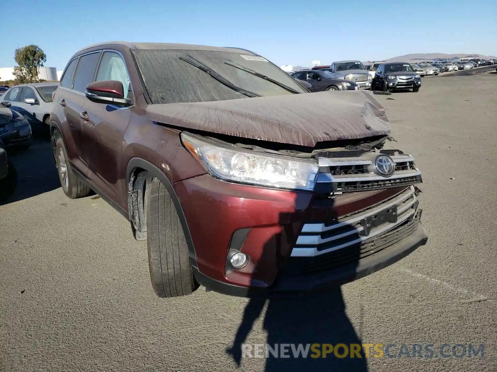 1 Photograph of a damaged car 5TDJZRFH0KS981345 TOYOTA HIGHLANDER 2019