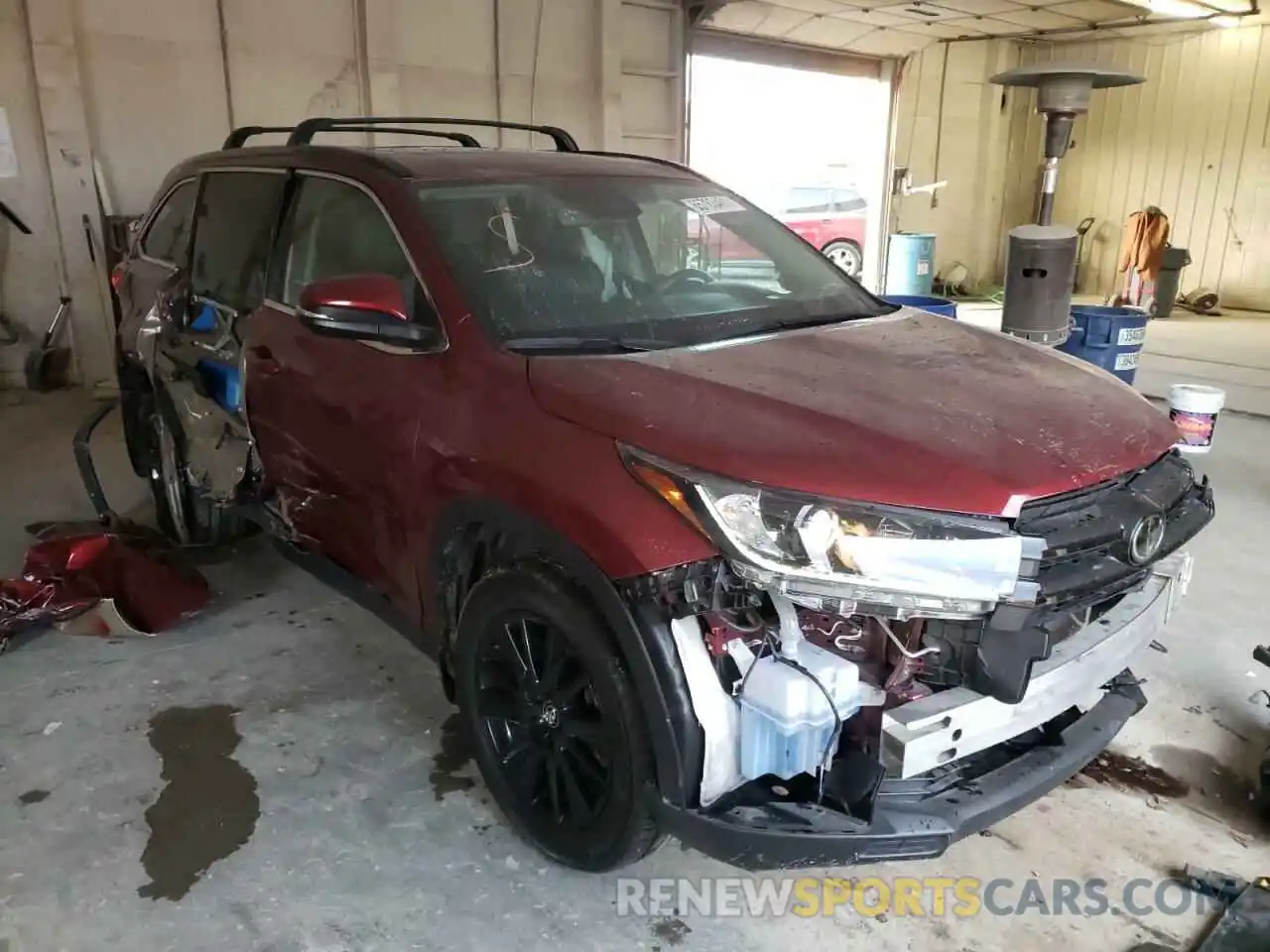 1 Photograph of a damaged car 5TDJZRFH1KS957703 TOYOTA HIGHLANDER 2019