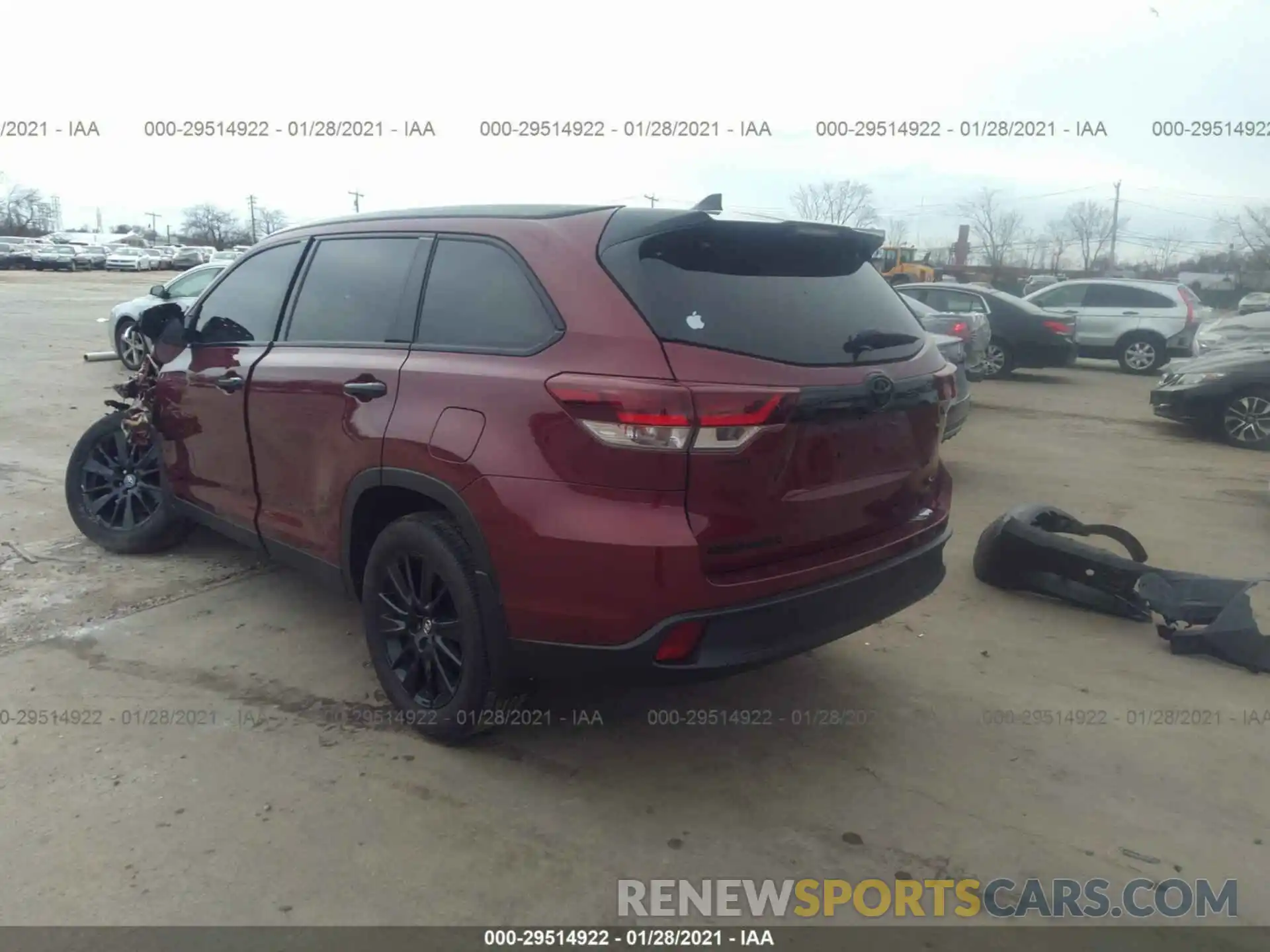 3 Photograph of a damaged car 5TDJZRFH1KS988028 TOYOTA HIGHLANDER 2019