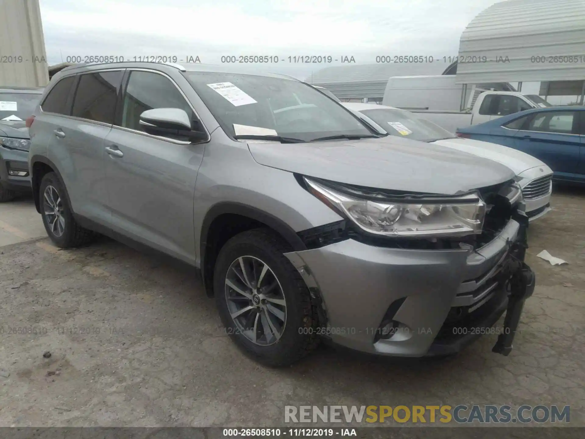 1 Photograph of a damaged car 5TDJZRFH2KS577012 TOYOTA HIGHLANDER 2019