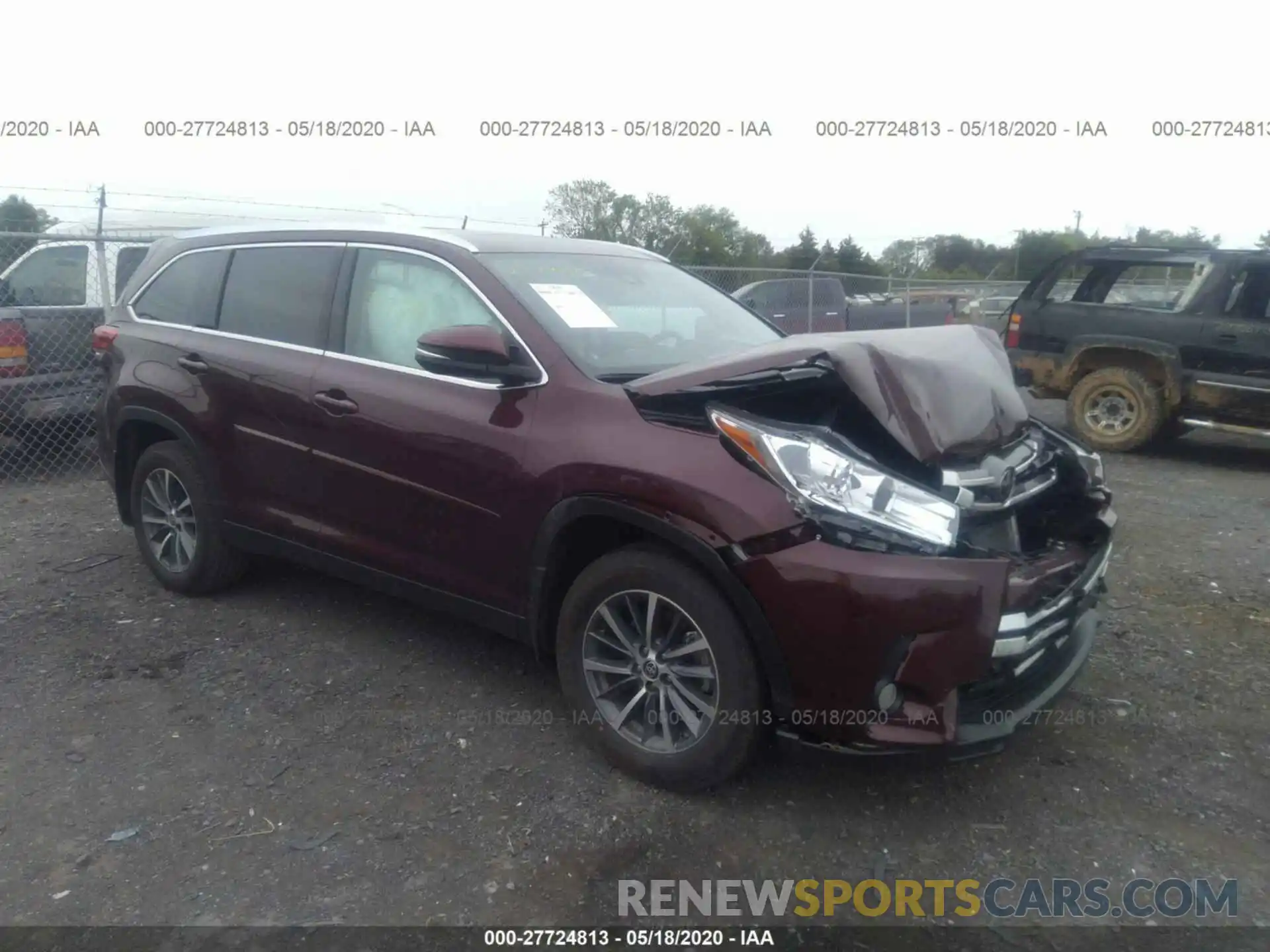 1 Photograph of a damaged car 5TDJZRFH2KS745036 TOYOTA HIGHLANDER 2019