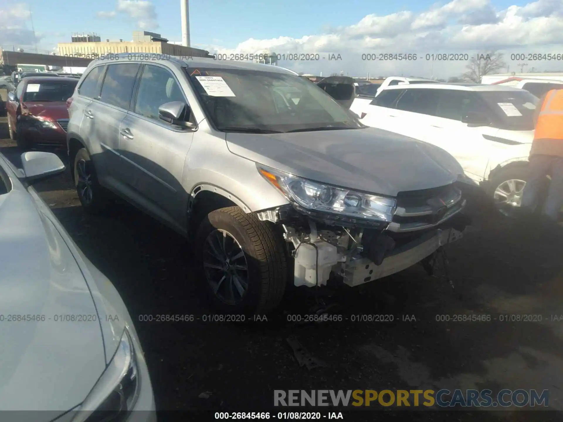 1 Photograph of a damaged car 5TDJZRFH2KS991729 TOYOTA HIGHLANDER 2019