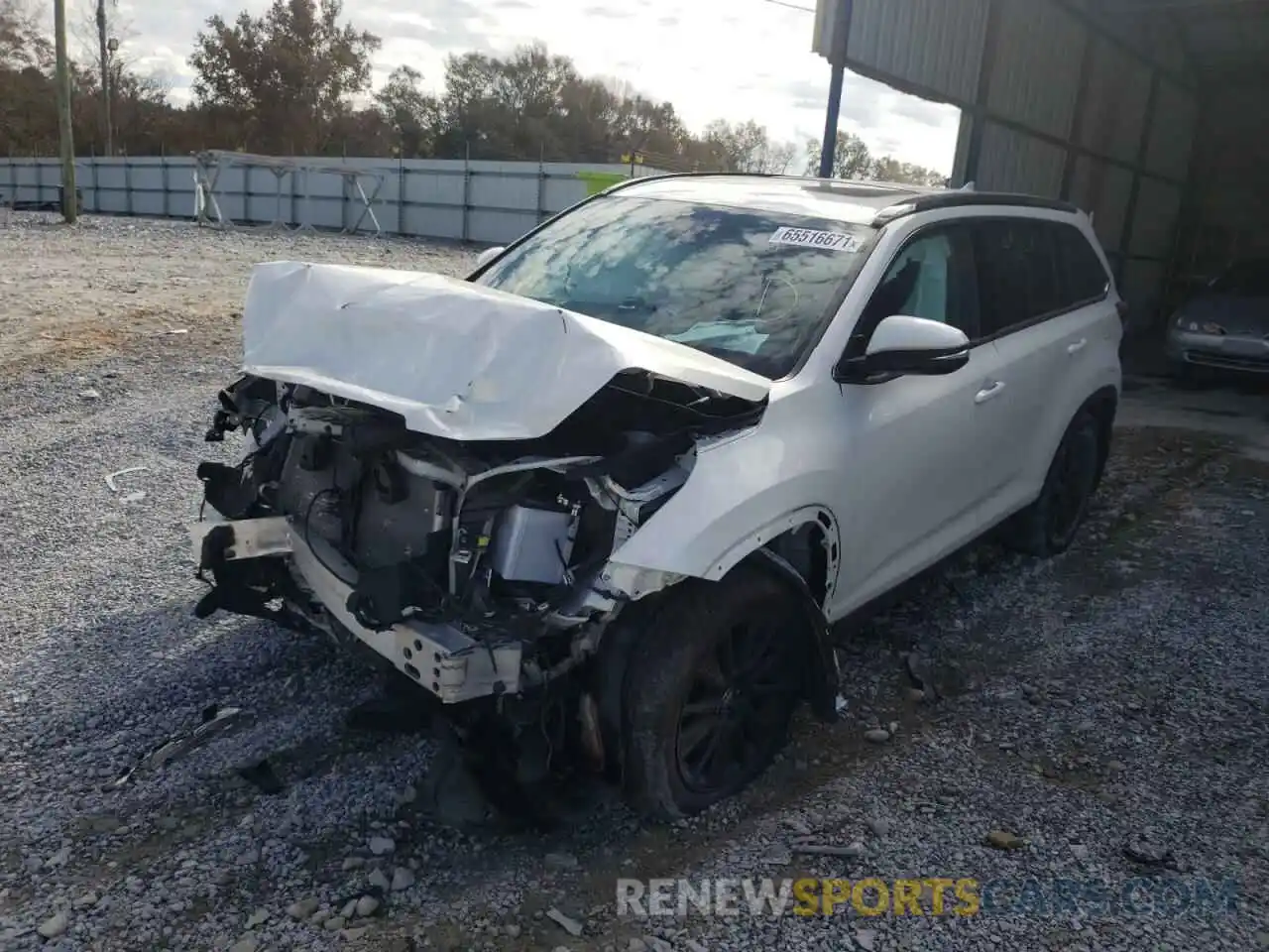 2 Photograph of a damaged car 5TDJZRFH3KS604525 TOYOTA HIGHLANDER 2019