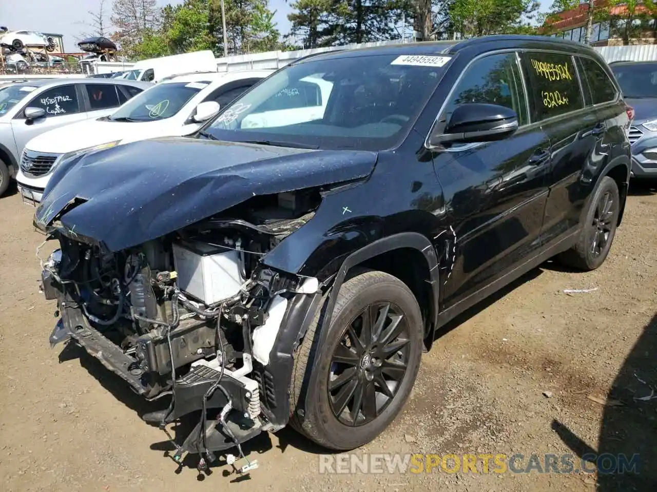 2 Photograph of a damaged car 5TDJZRFH3KS611779 TOYOTA HIGHLANDER 2019