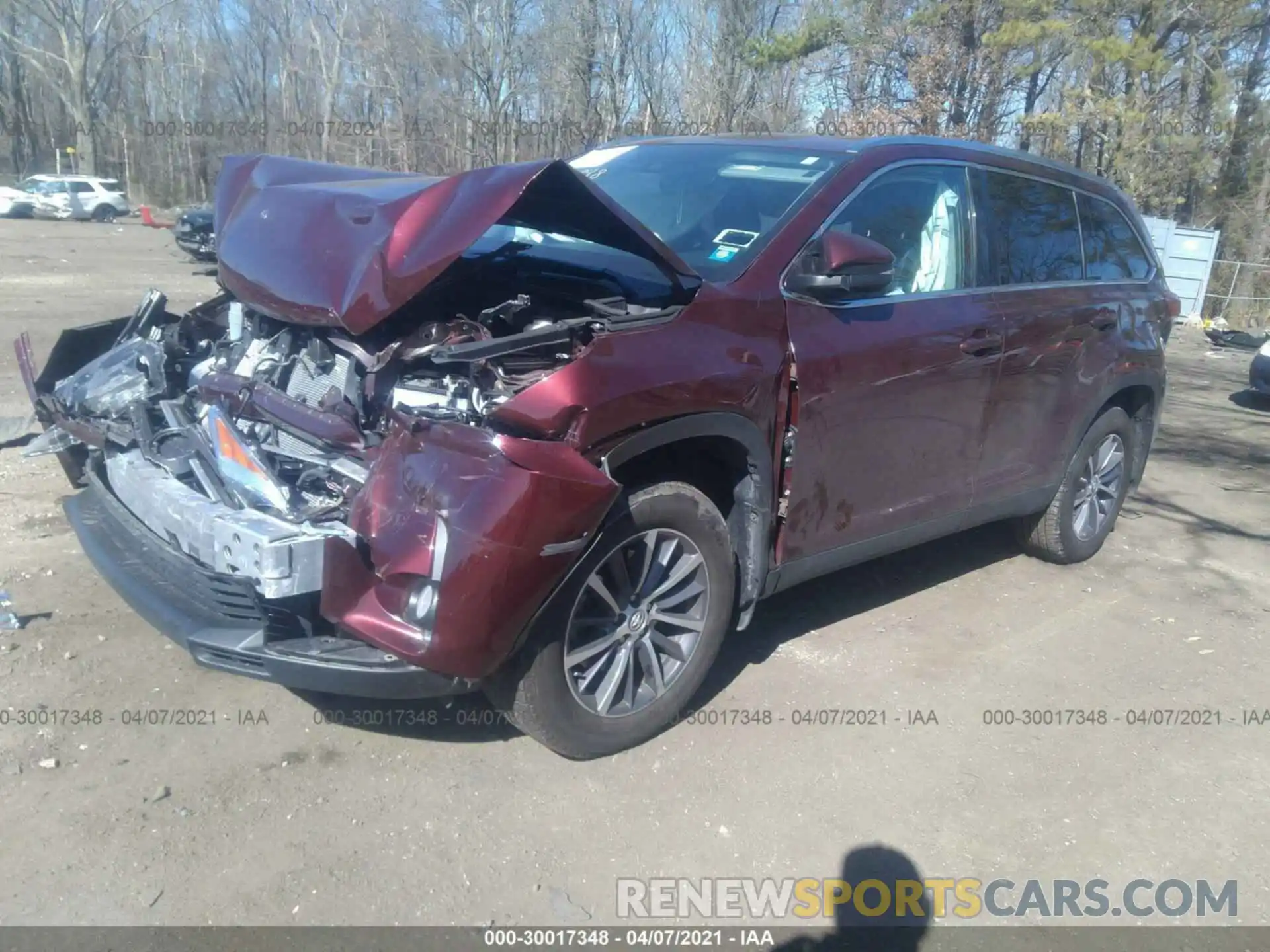 2 Photograph of a damaged car 5TDJZRFH3KS715480 TOYOTA HIGHLANDER 2019