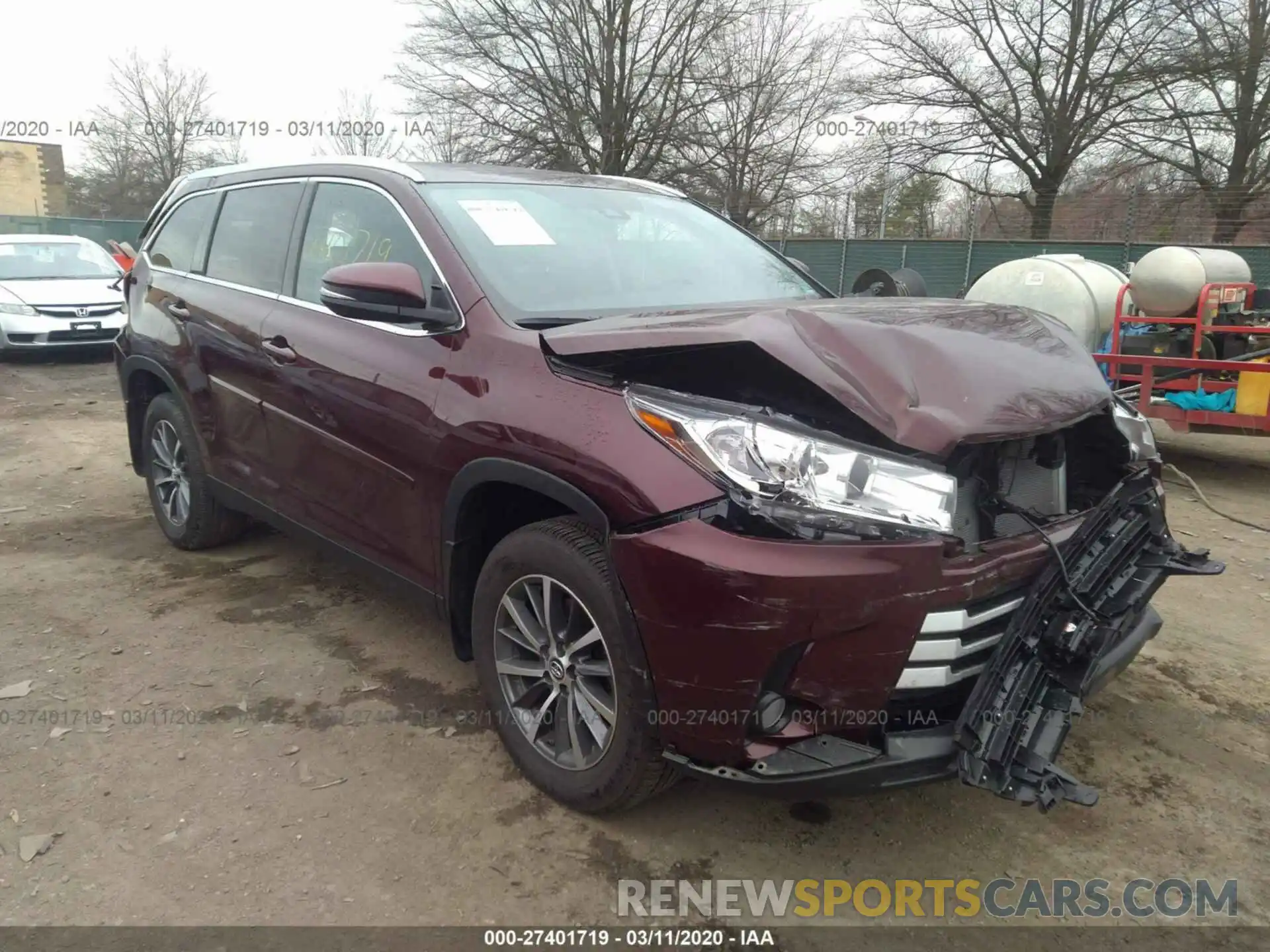 1 Photograph of a damaged car 5TDJZRFH3KS994073 TOYOTA HIGHLANDER 2019