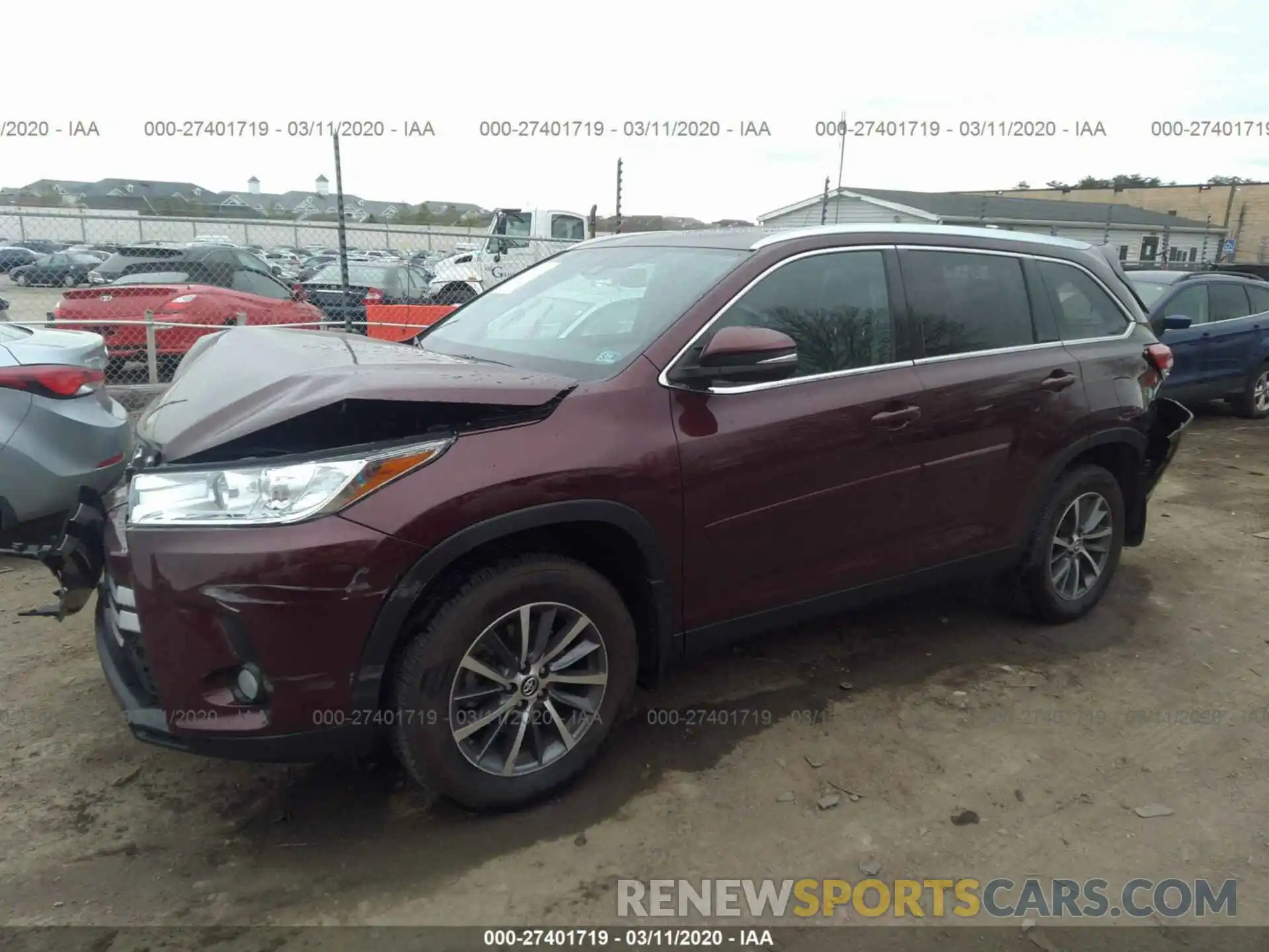 2 Photograph of a damaged car 5TDJZRFH3KS994073 TOYOTA HIGHLANDER 2019