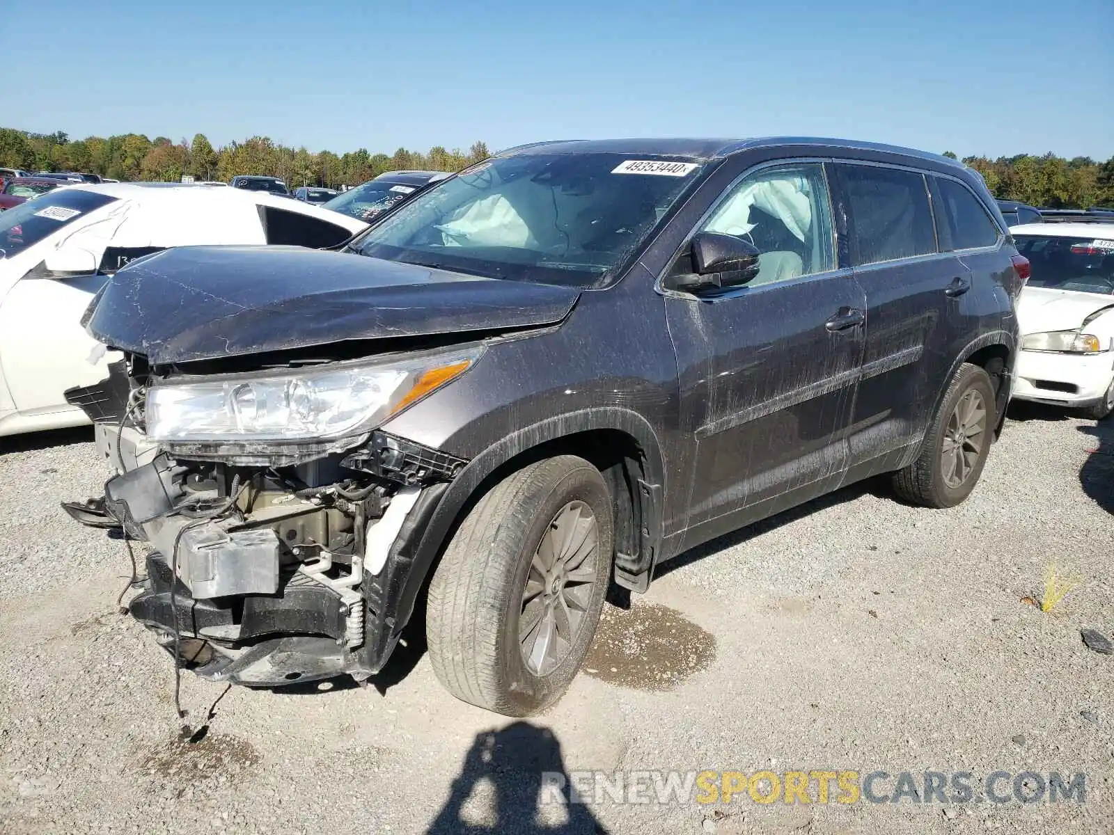 2 Photograph of a damaged car 5TDJZRFH4KS576153 TOYOTA HIGHLANDER 2019