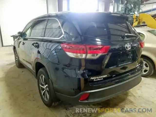 3 Photograph of a damaged car 5TDJZRFH4KS583667 TOYOTA HIGHLANDER 2019