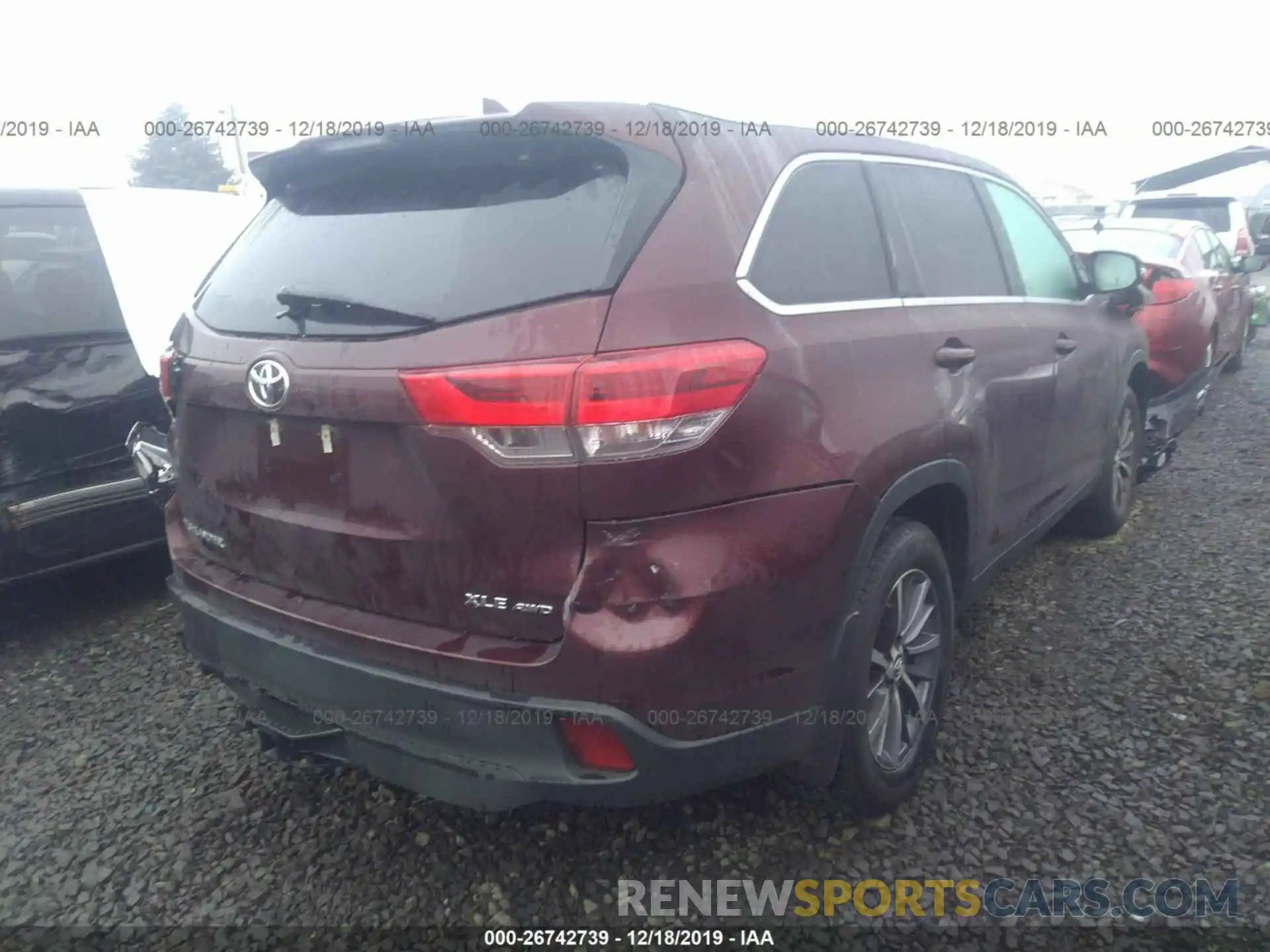 4 Фотография поврежденного автомобиля 5TDJZRFH4KS715908 TOYOTA HIGHLANDER 2019