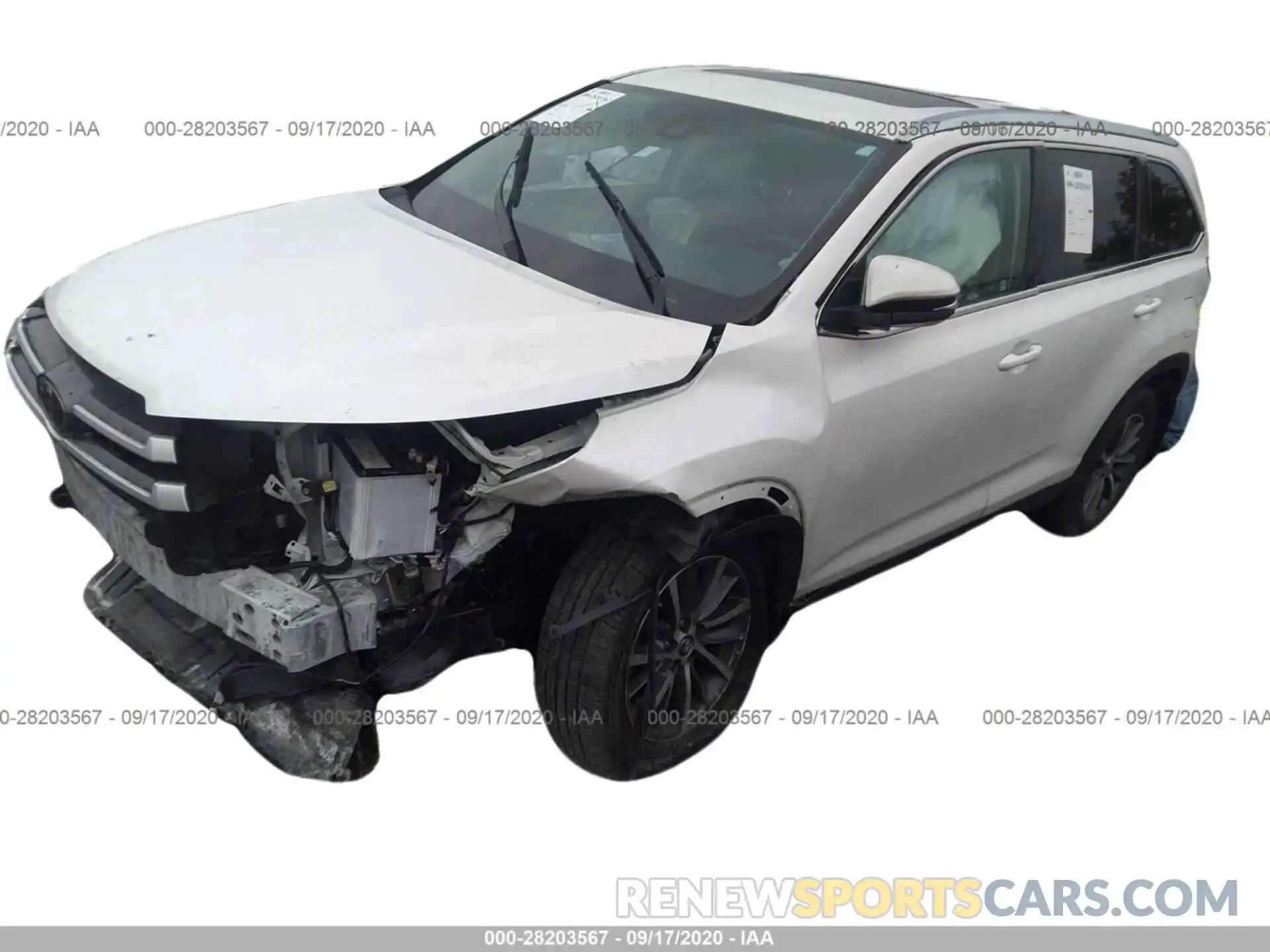 2 Photograph of a damaged car 5TDJZRFH4KS958733 TOYOTA HIGHLANDER 2019